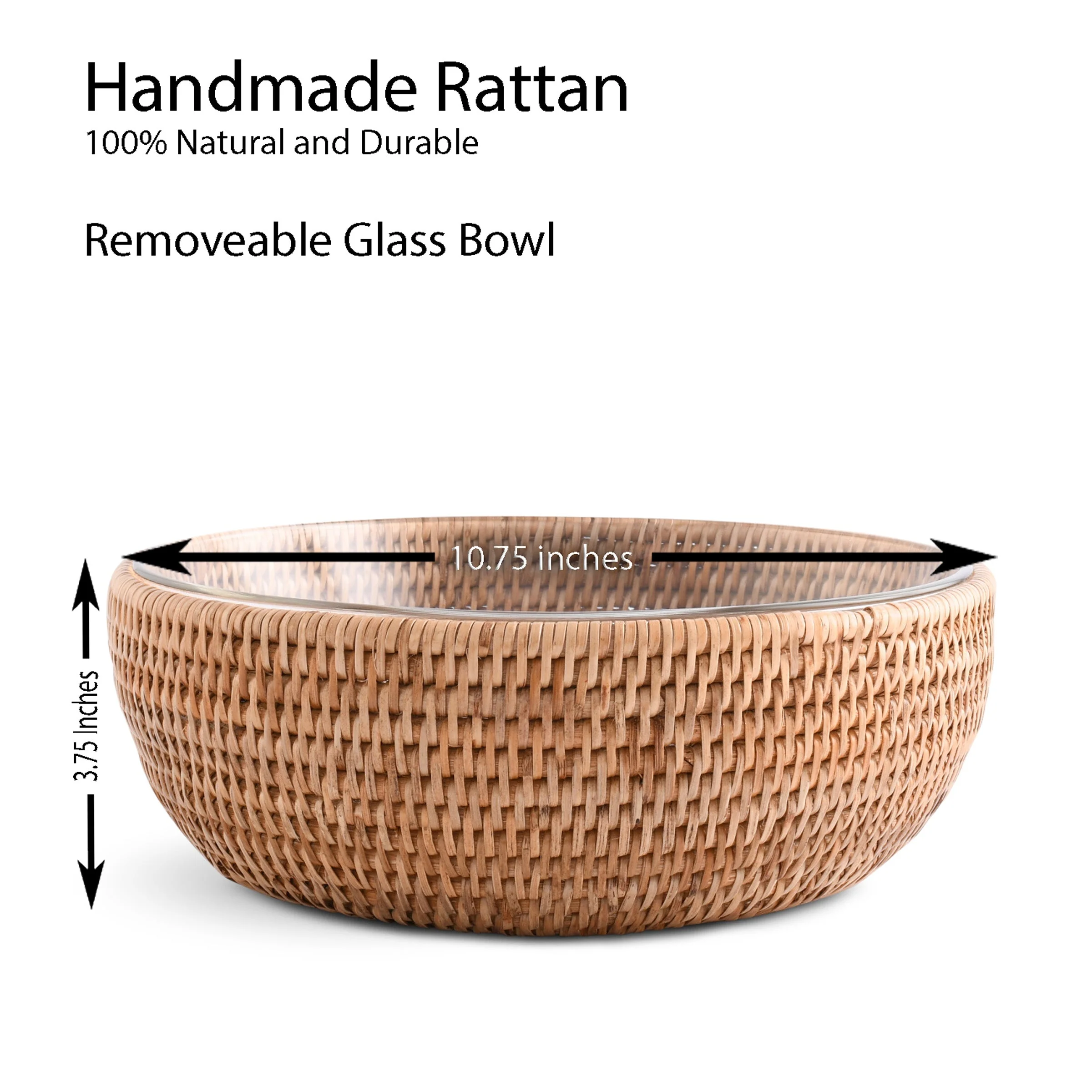Vagabond House Hand Woven Serving Bowl Rattan - Image 5