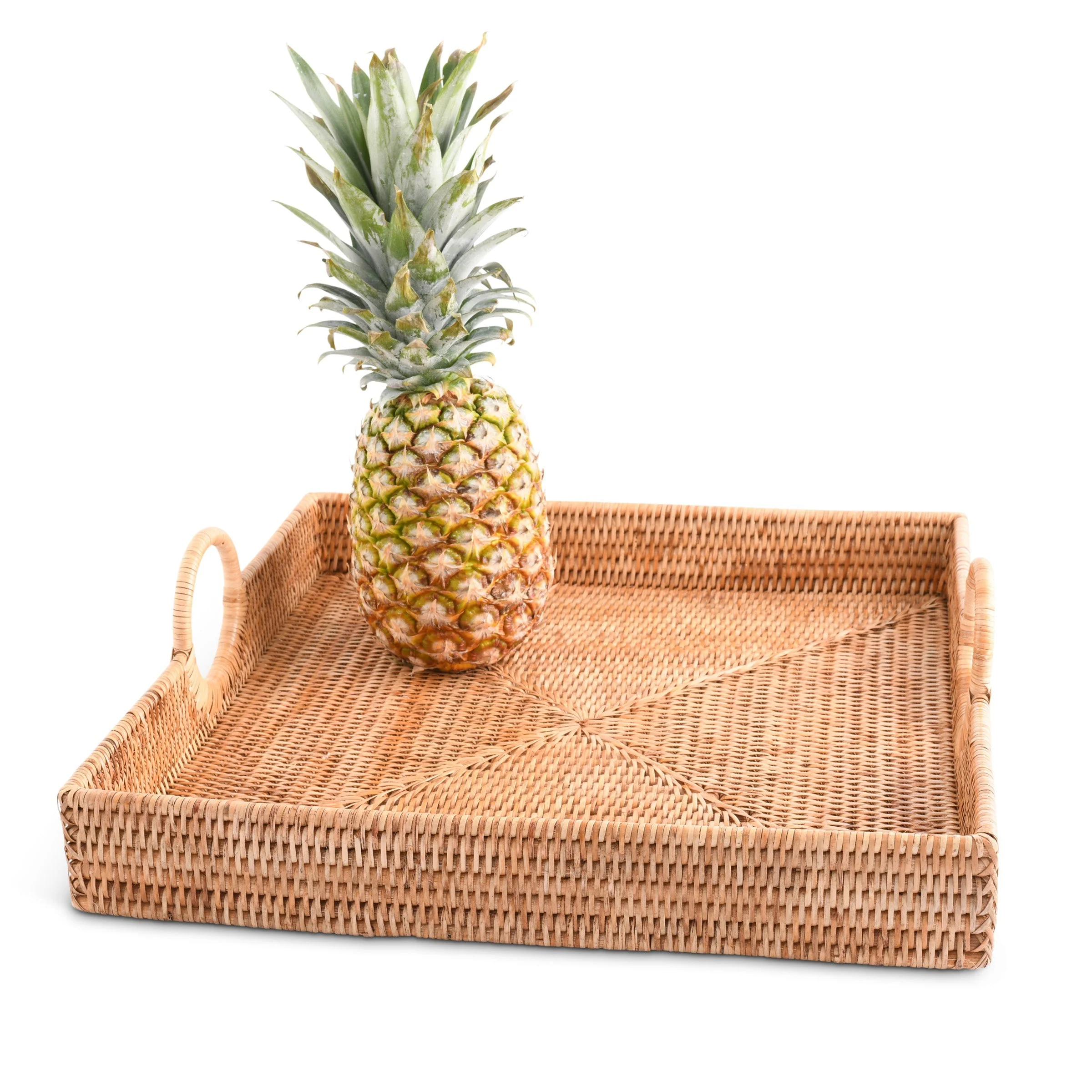 Vagabond House Hand Woven Wicker Rattan Large Square Tray - Image 7