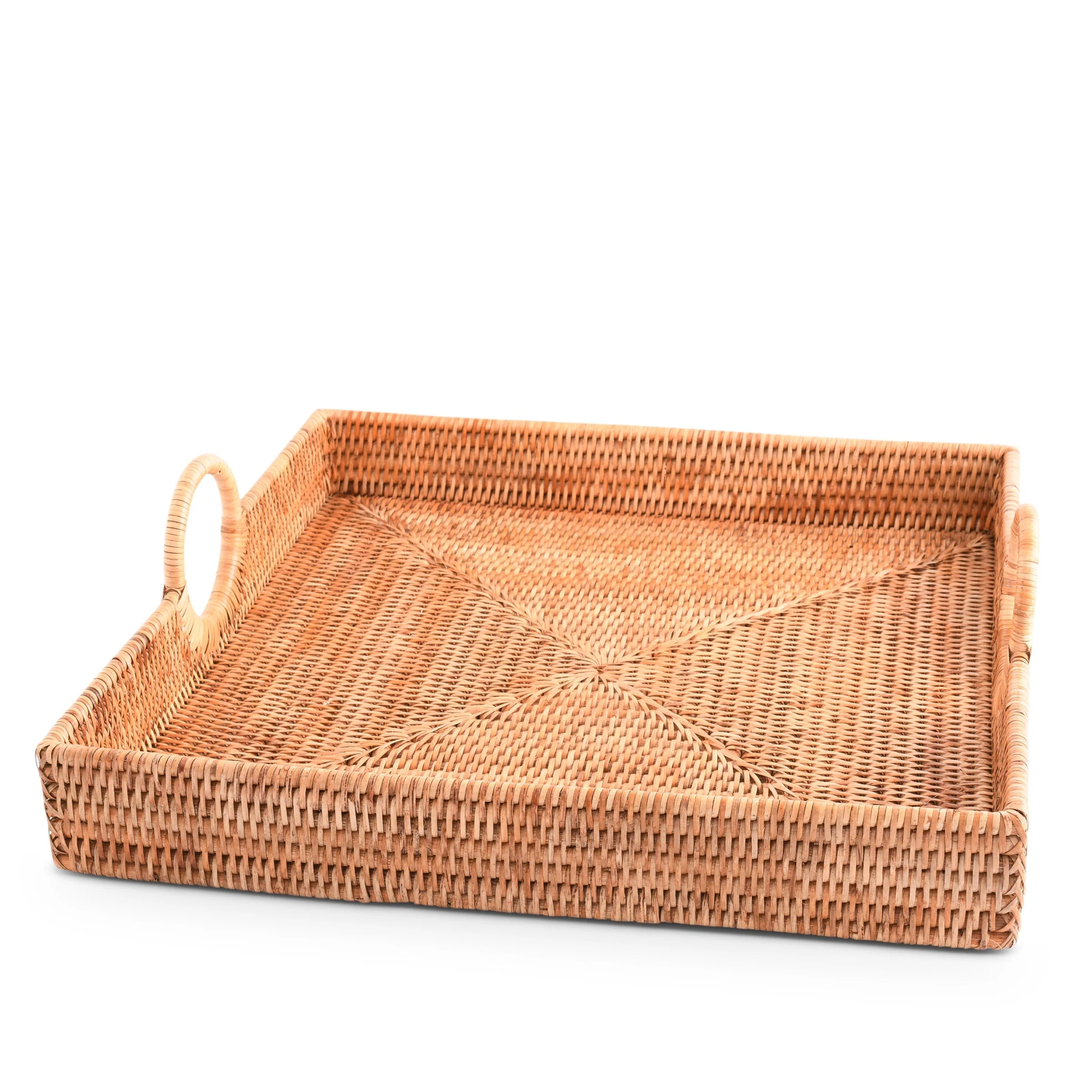 Vagabond House Hand Woven Wicker Rattan Large Square Tray - Image 9