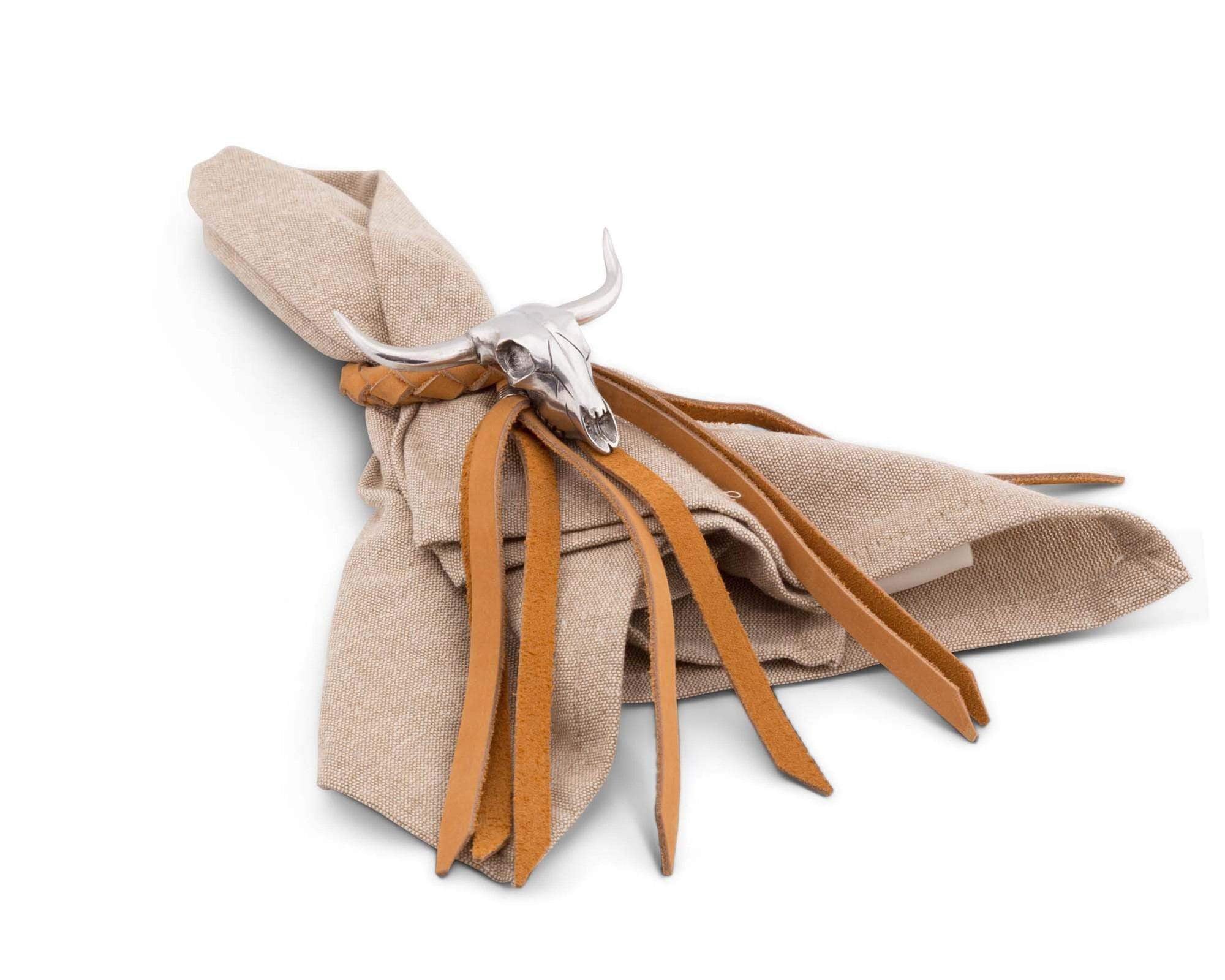 Vagabond House Long Horn Skull Leather Napkin Ring - Image 2