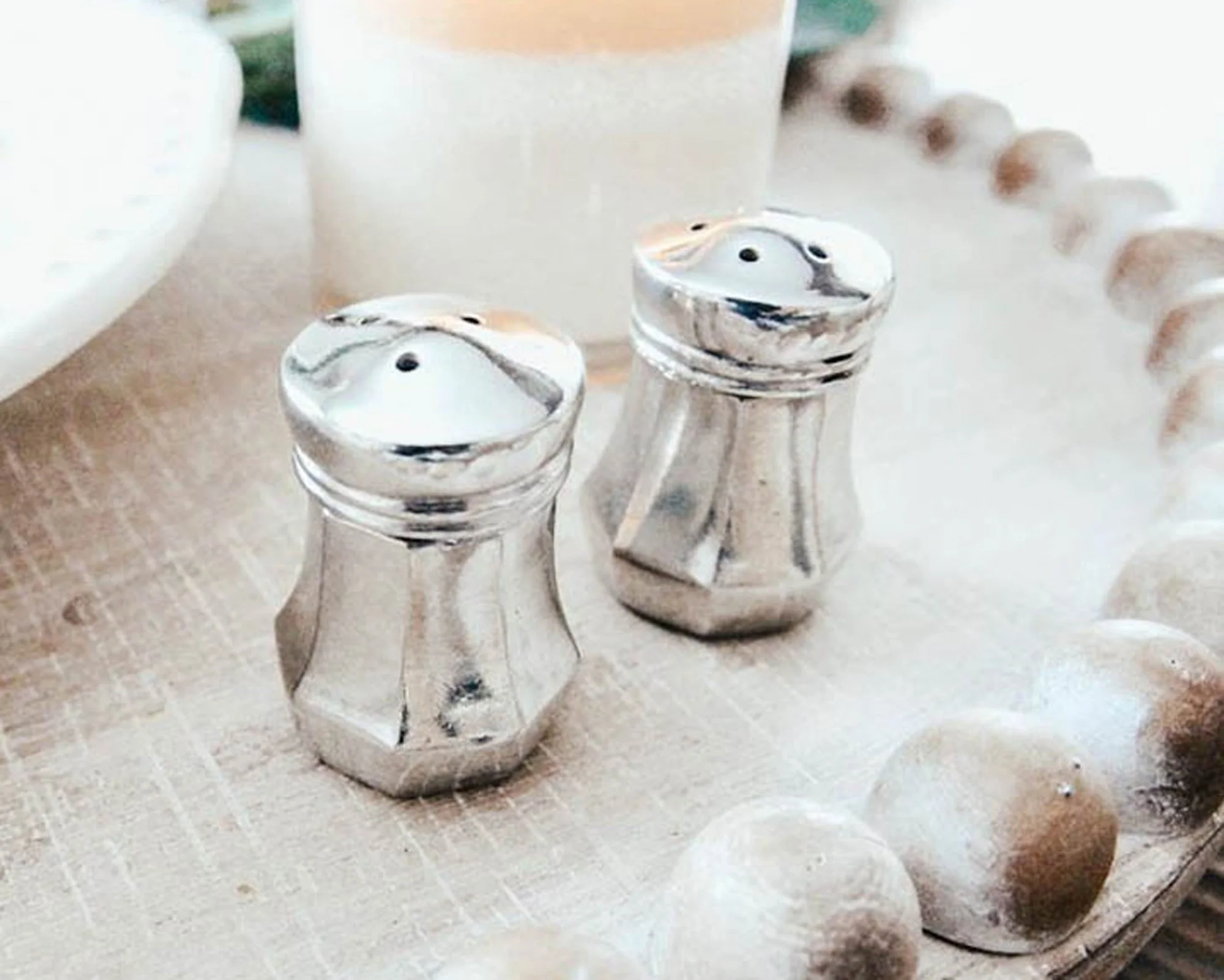Vagabond House Mini Pewter Salt And Pepper - Image 4