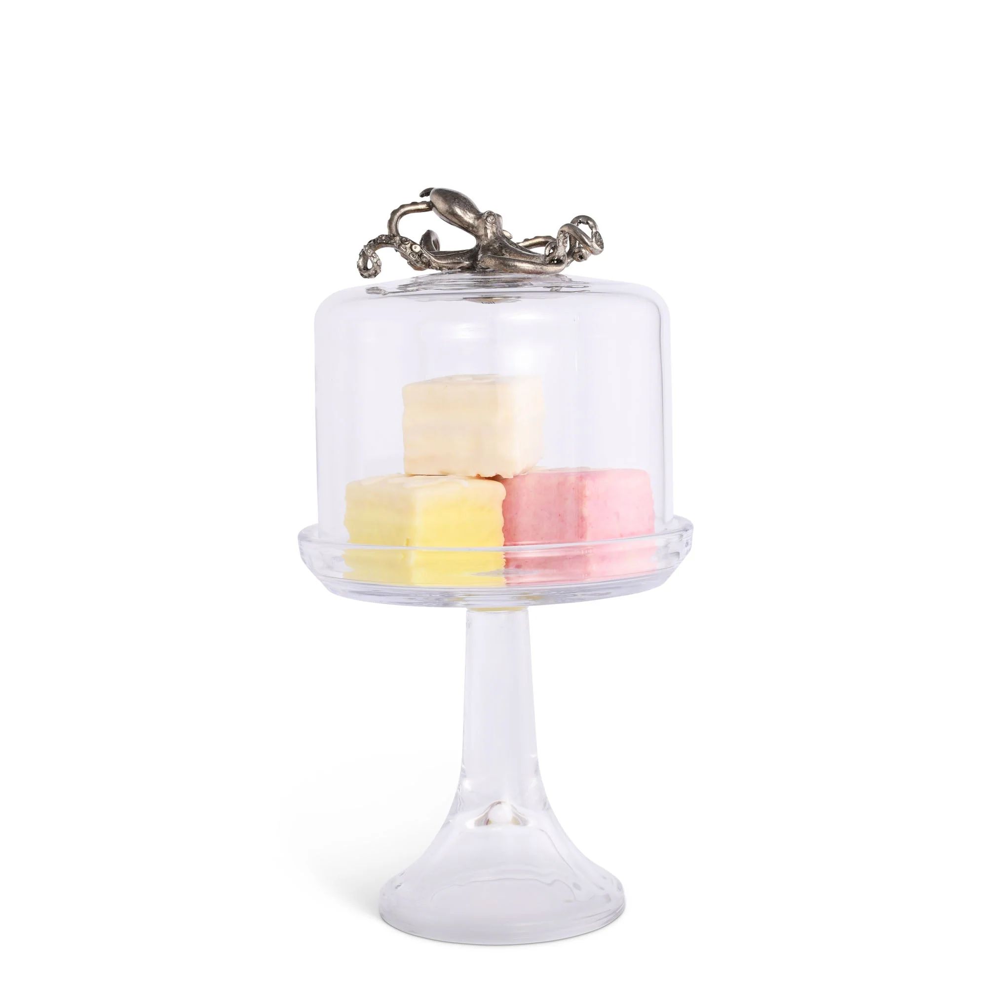 Vagabond House Octopus Glass Covered Cake / Dessert Stand Short - 11.5" H x 6" D - Image 5
