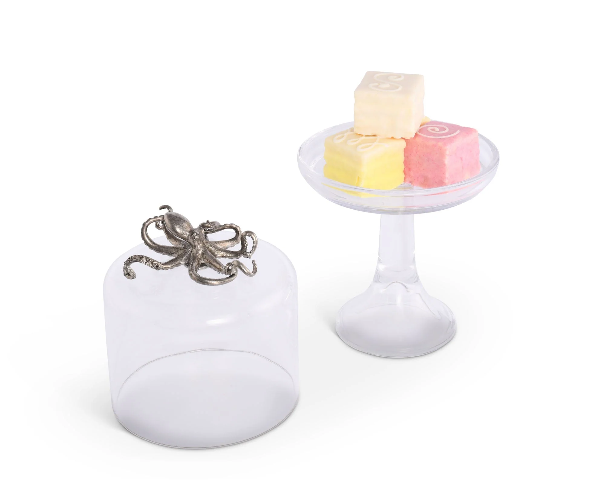 Vagabond House Octopus Glass Covered Cake / Dessert Stand Tall - 13" H x 6" D - Image 2