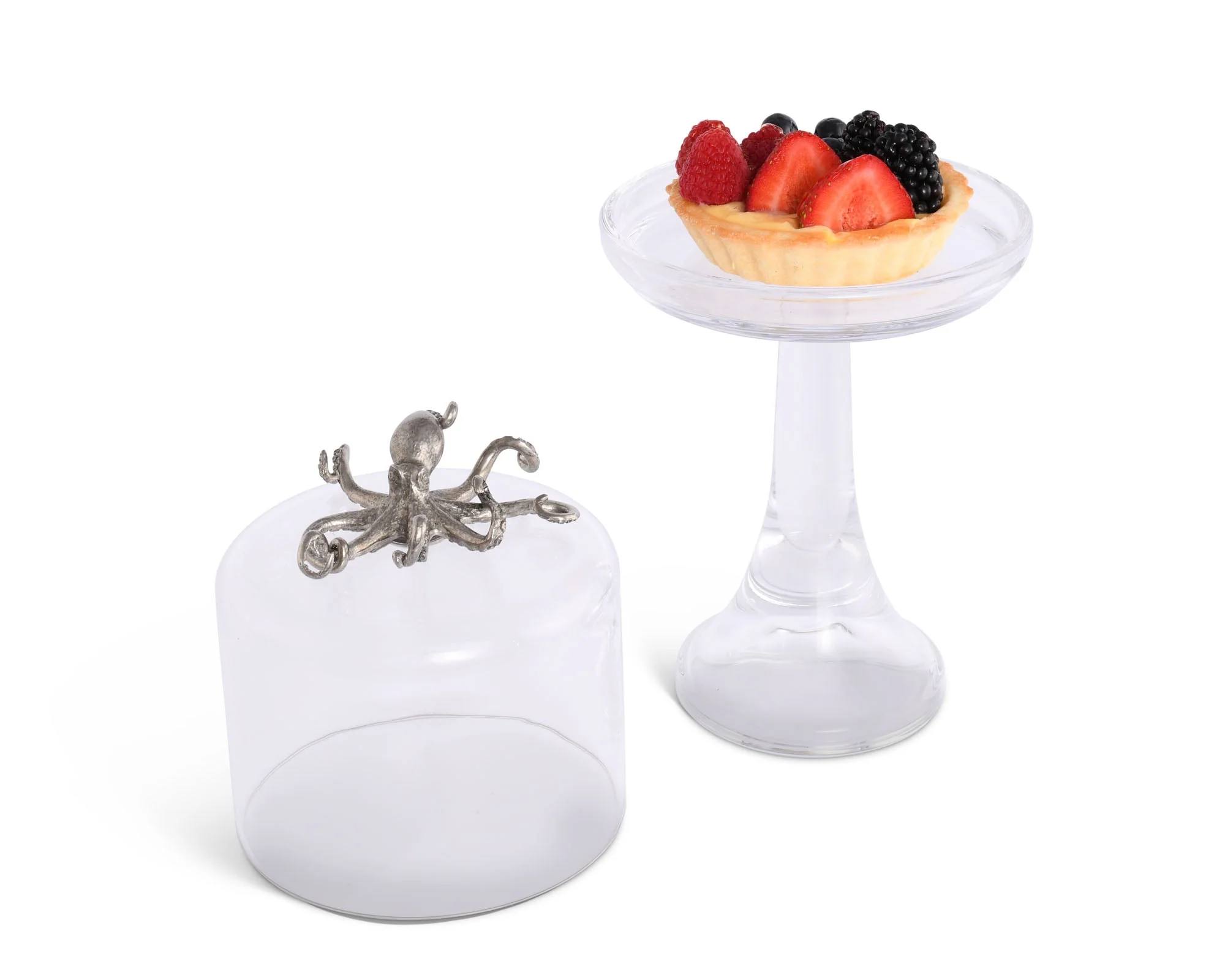 Vagabond House Octopus Glass Covered Cake / Dessert Stand Tall - 13" H x 6" D - Image 4