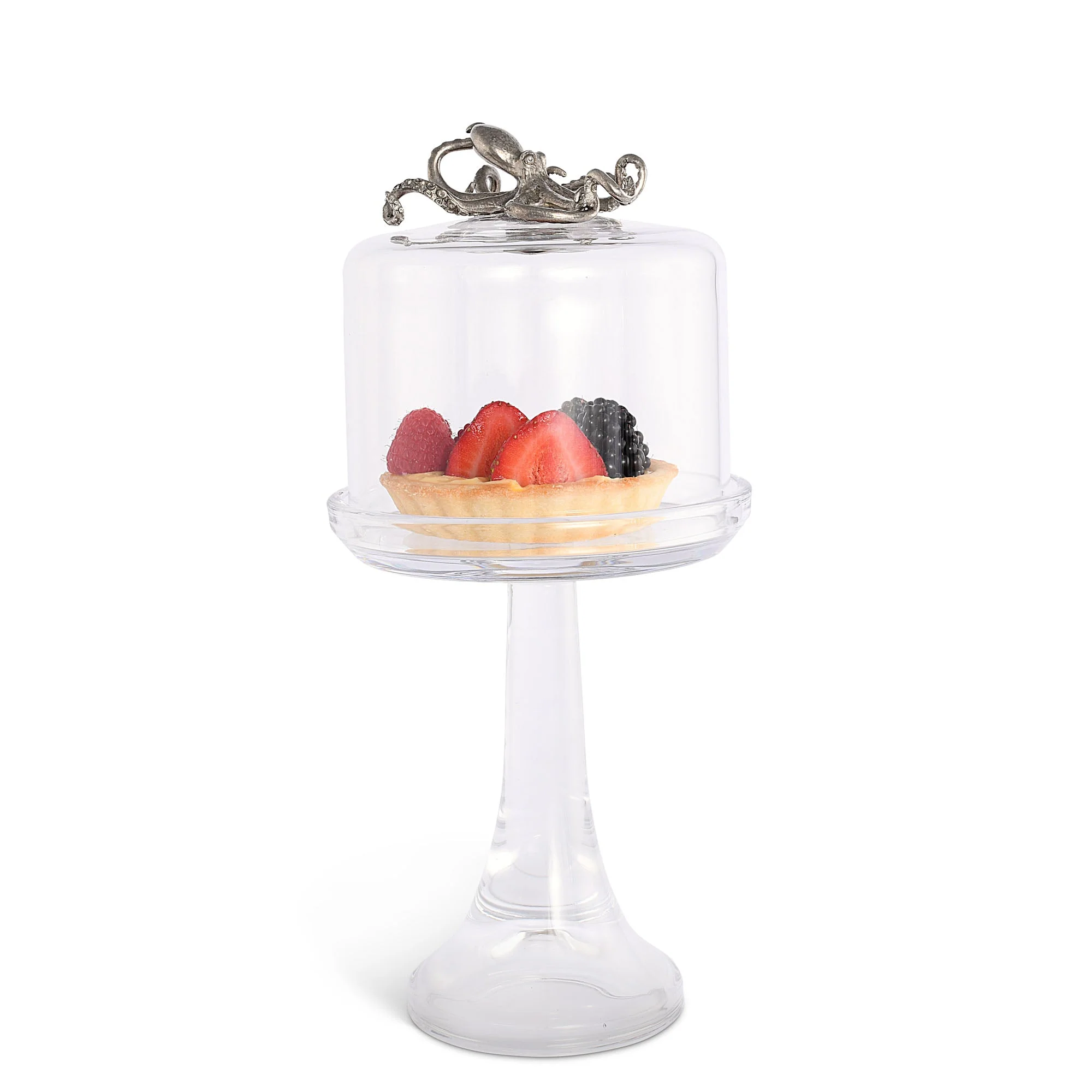 Vagabond House Octopus Glass Covered Cake / Dessert Stand Tall - 13" H x 6" D - Image 5
