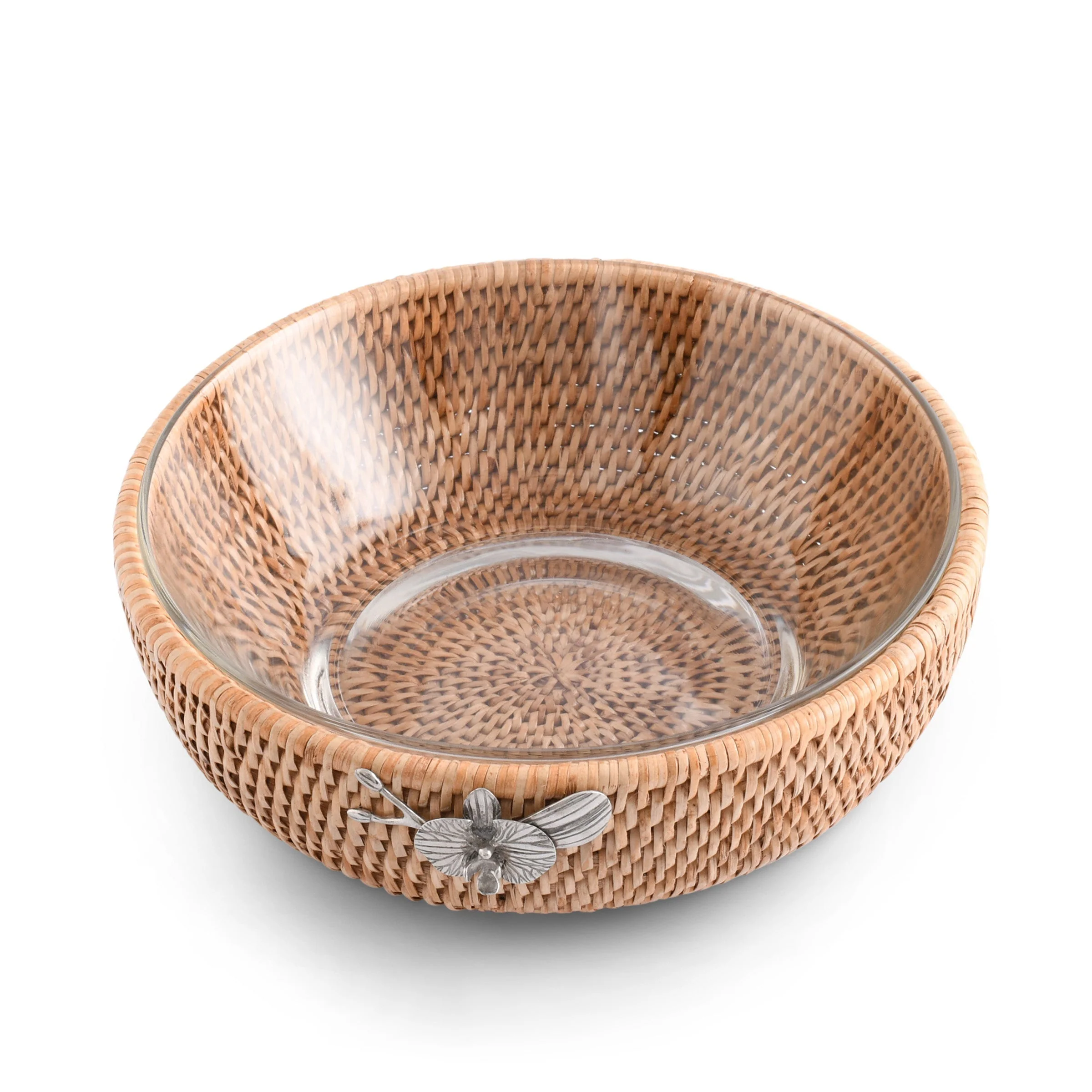 Vagabond House Orchid  Hand Woven Wicker Natural Rattan Serving Bowl - Image 4