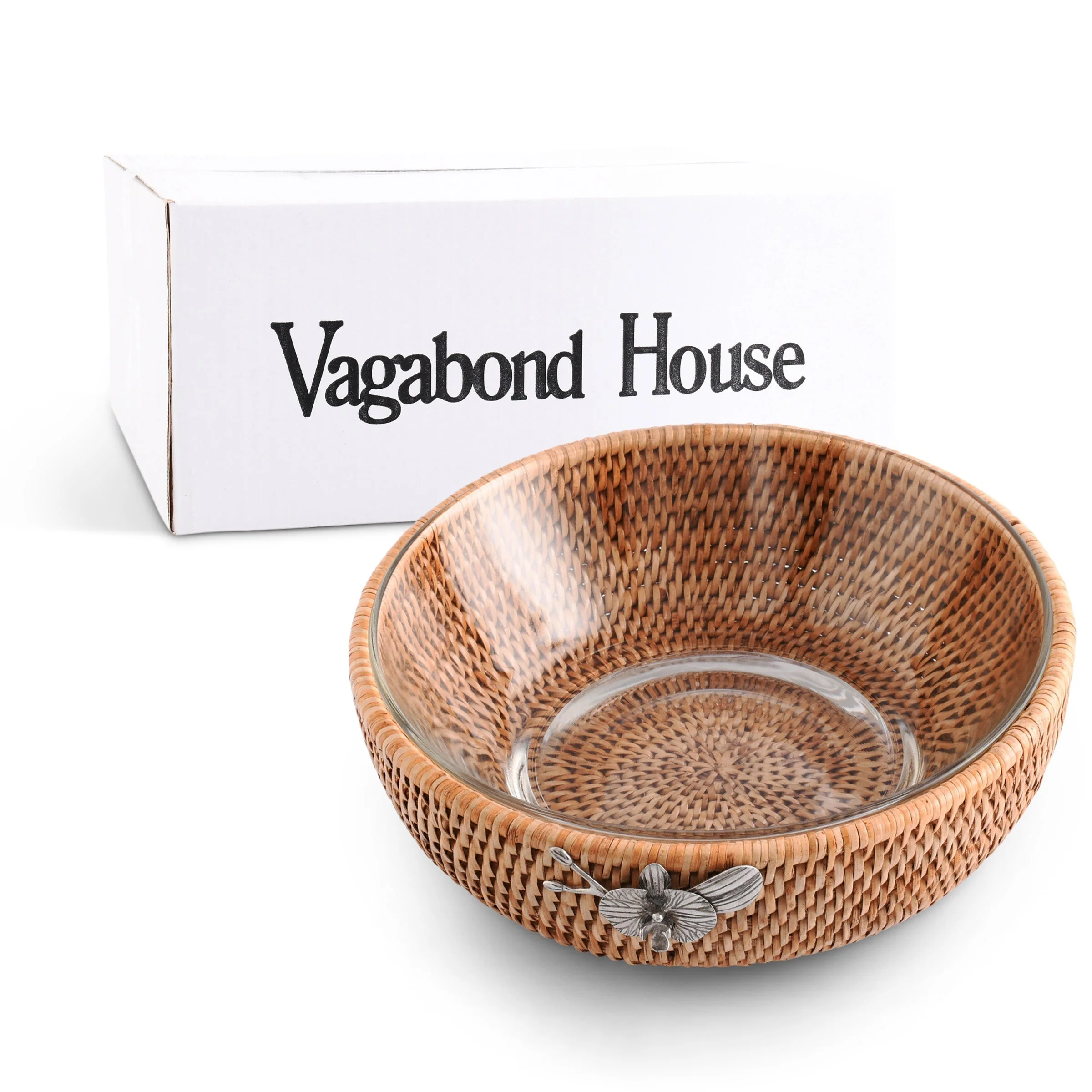 Vagabond House Orchid  Hand Woven Wicker Natural Rattan Serving Bowl - Image 7
