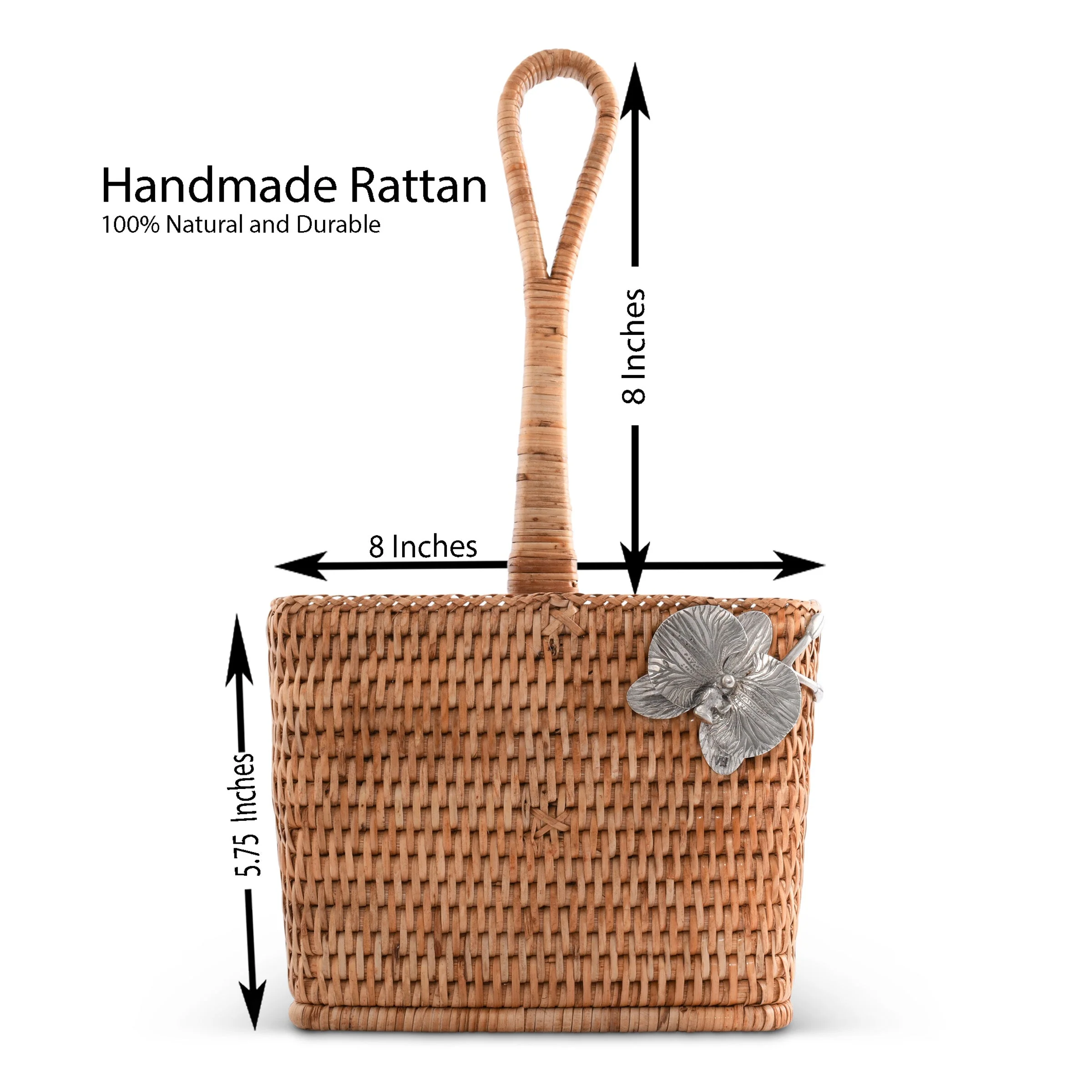 Vagabond House Orchid Hand Woven Wicker Rattan Flatware Caddy - Image 6