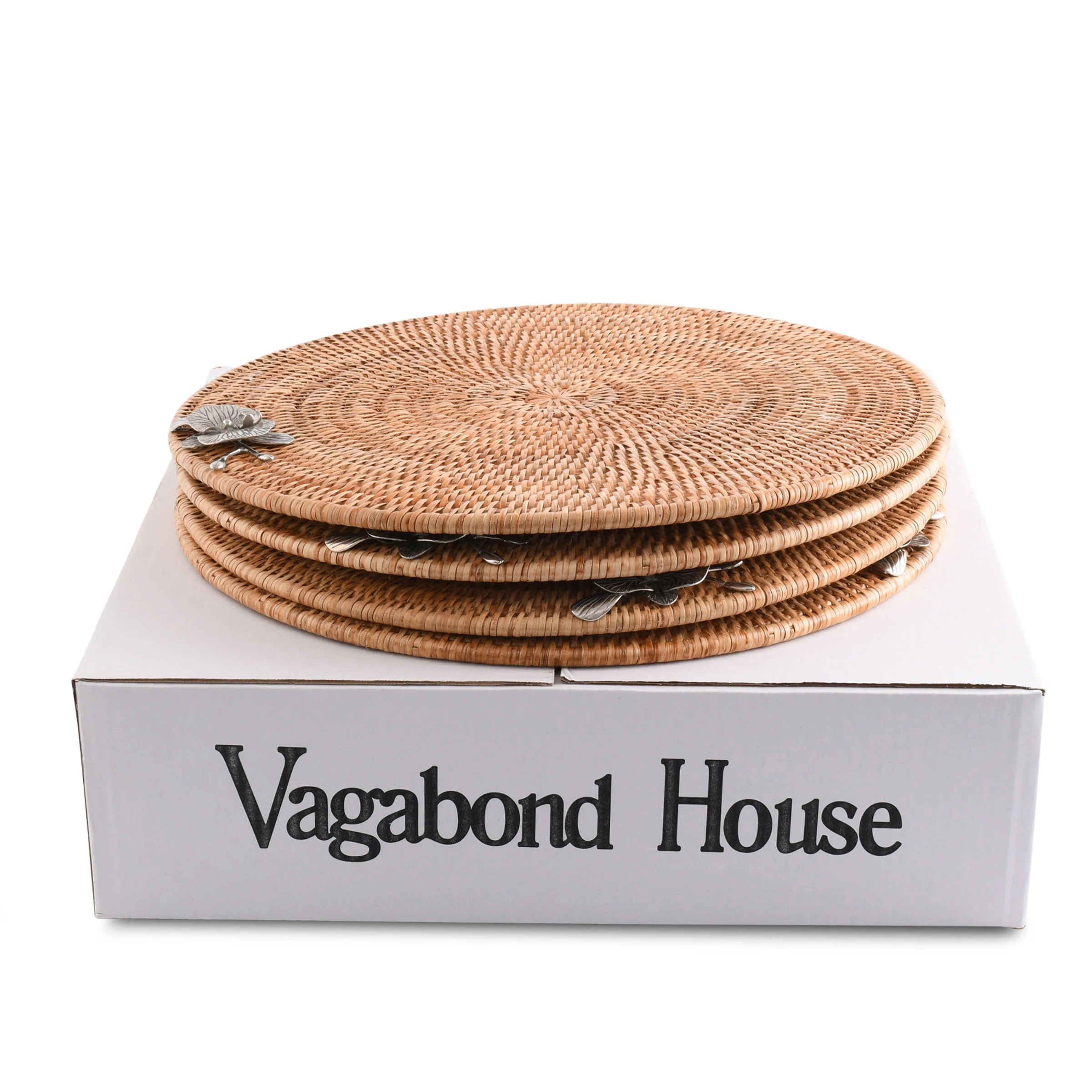 Vagabond House Orchid Placemat Hand Woven Wicker Rattan Round - Set of 4 - Image 13