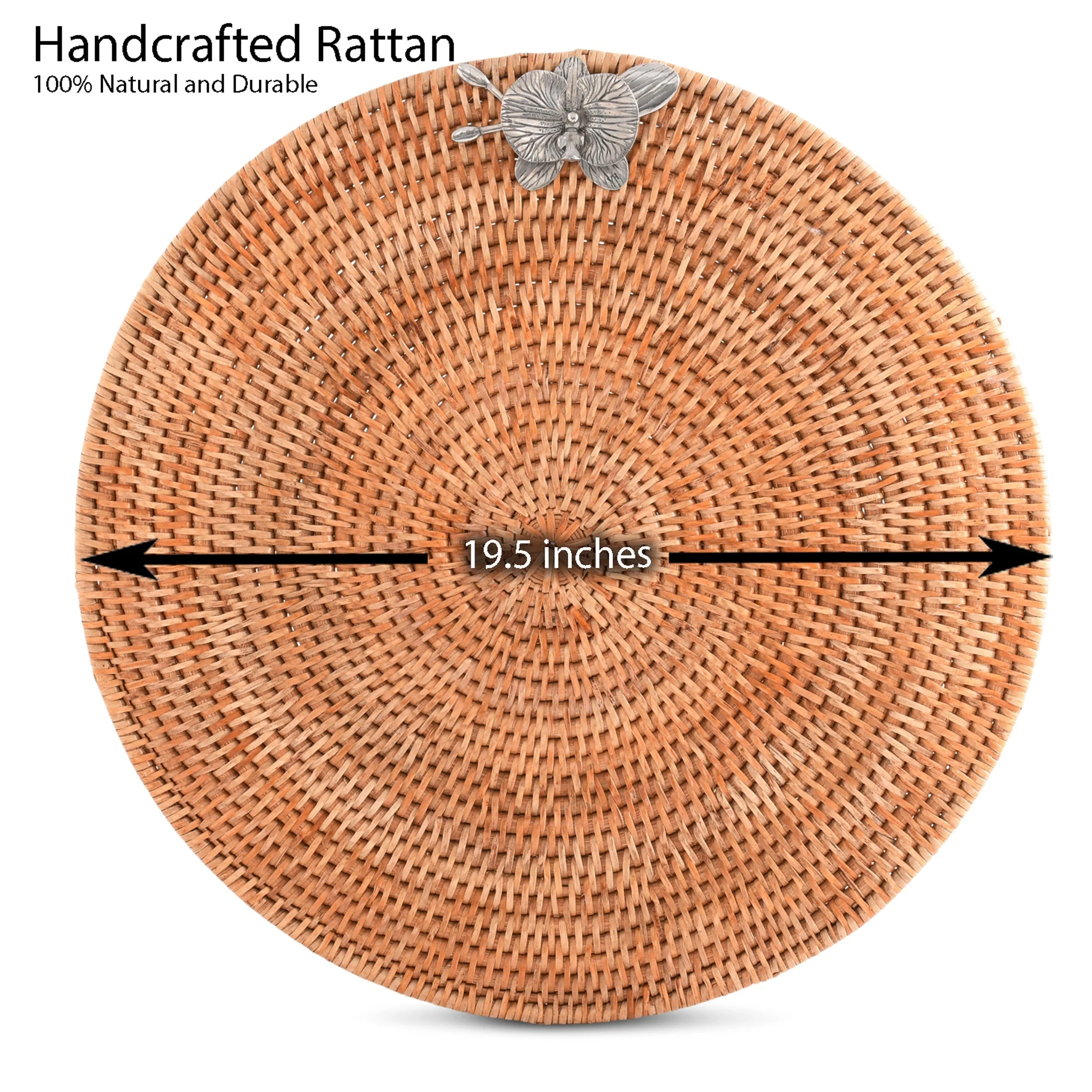 Vagabond House Orchid Placemat Hand Woven Wicker Rattan Round - Set of 4 - Image 14