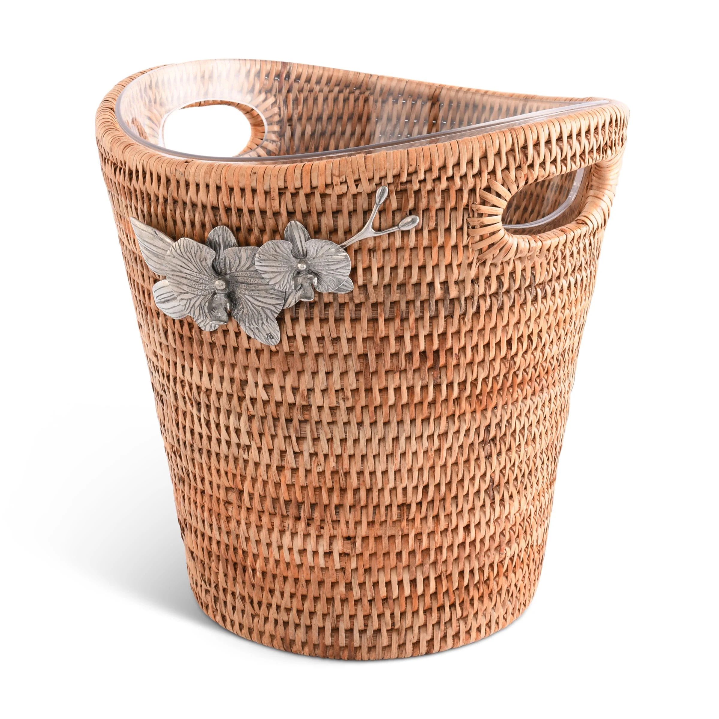 Vagabond House Orchids Hand Woven Wicker Rattan Champagne  / Ice Bucket - Image 3