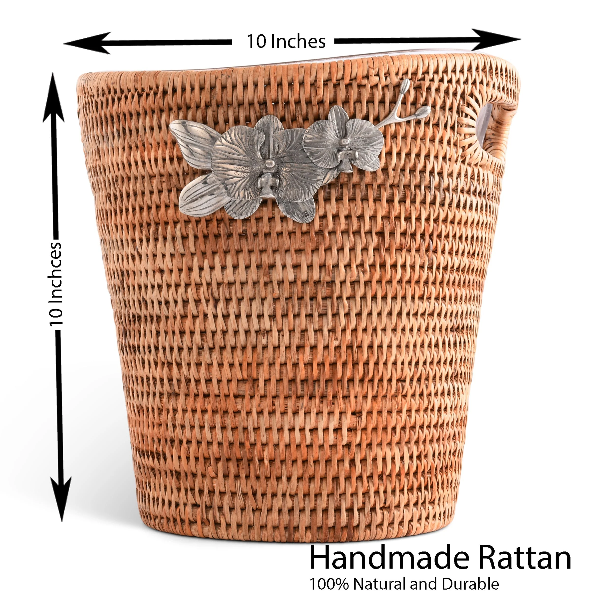 Vagabond House Orchids Hand Woven Wicker Rattan Champagne  / Ice Bucket - Image 6