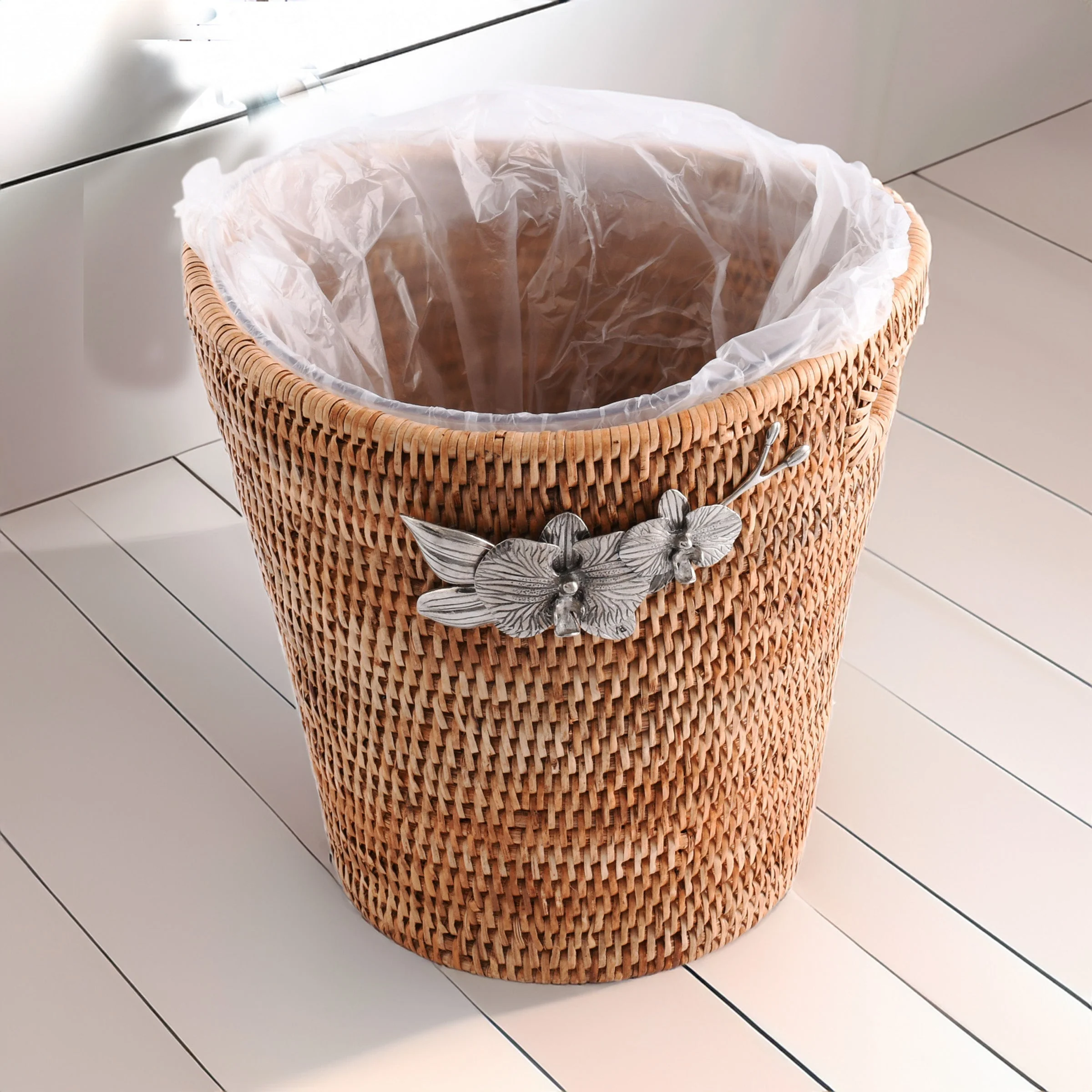 Vagabond House Orchids Hand Woven Wicker Rattan Champagne  / Ice Bucket - Image 7