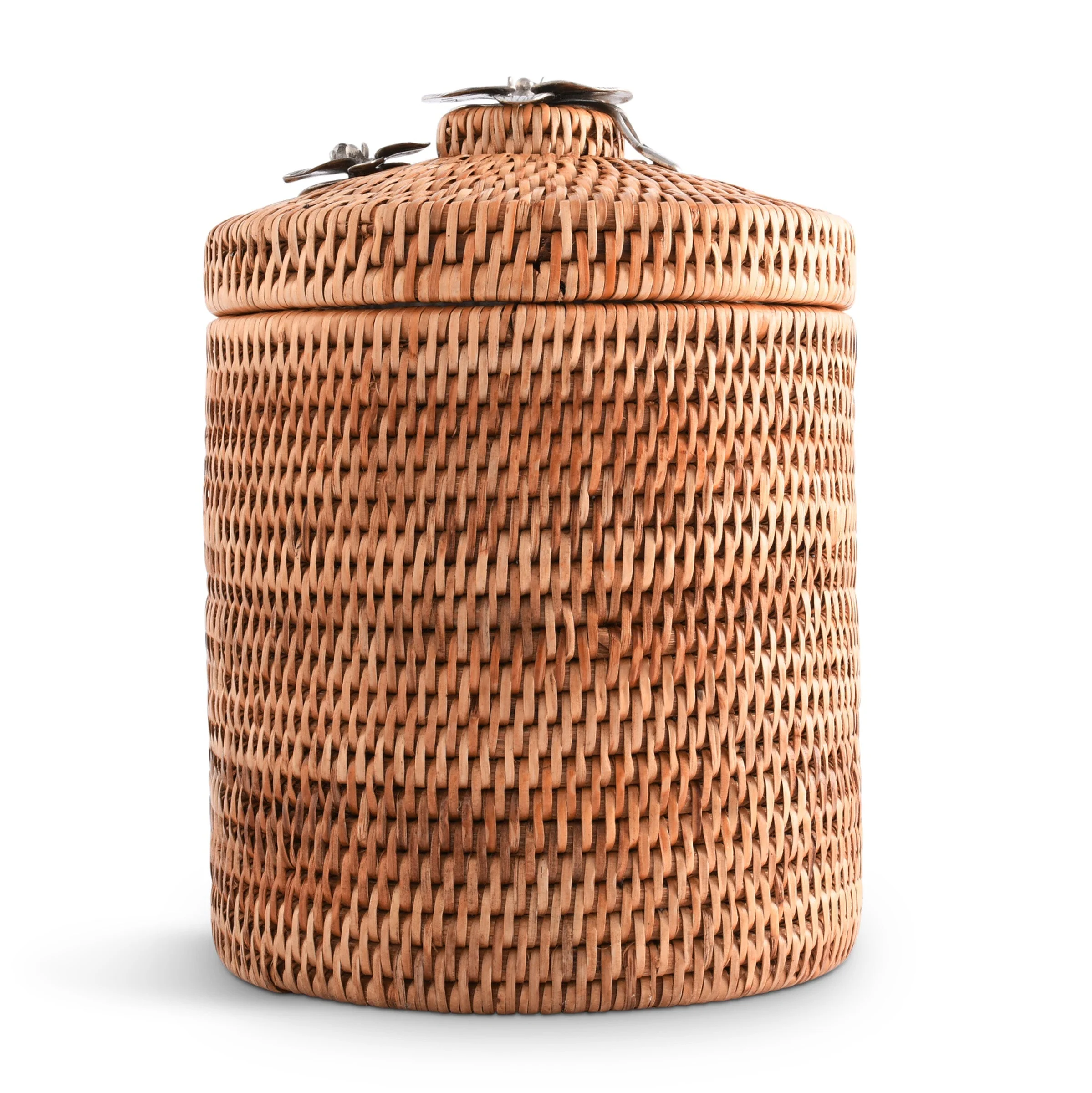 Vagabond House Orchids Hand Woven Wicker Rattan Lidded Ice Bucket - Image 2
