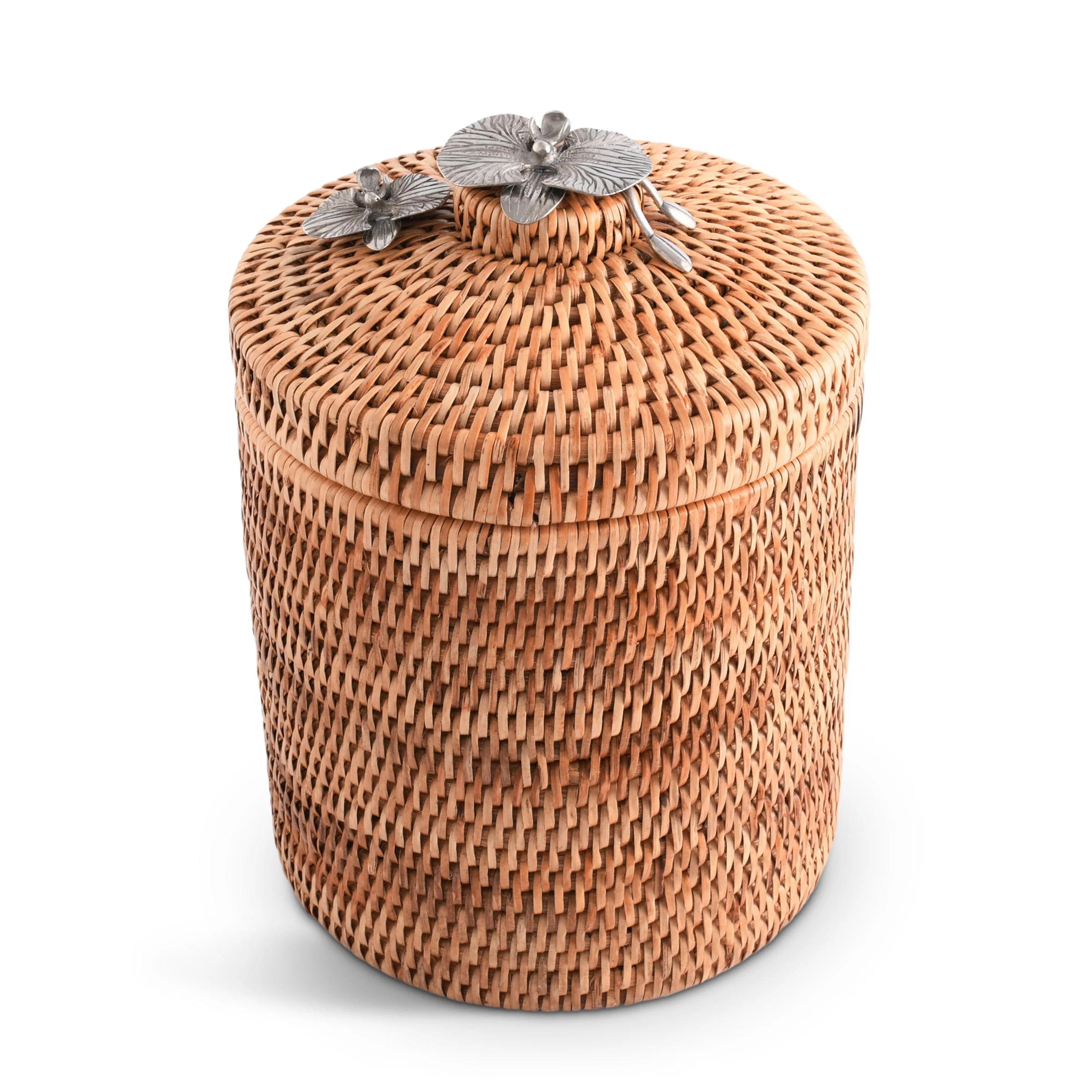 Vagabond House Orchids Hand Woven Wicker Rattan Lidded Ice Bucket - Image 4