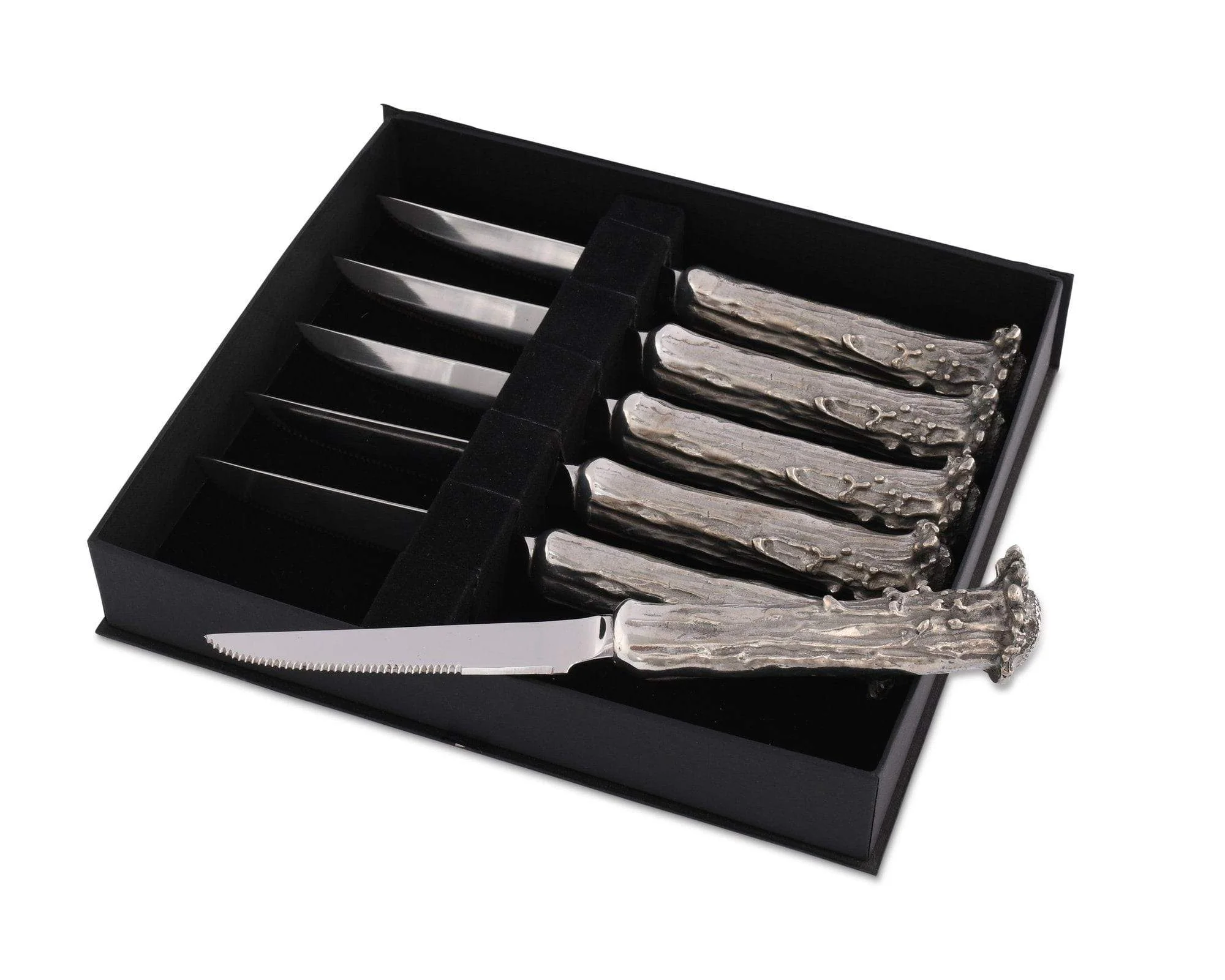 Vagabond House Pewter Antler Steak Knife Set