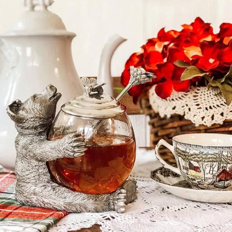 Vagabond House Pewter Bear Honey Pot - Image 2