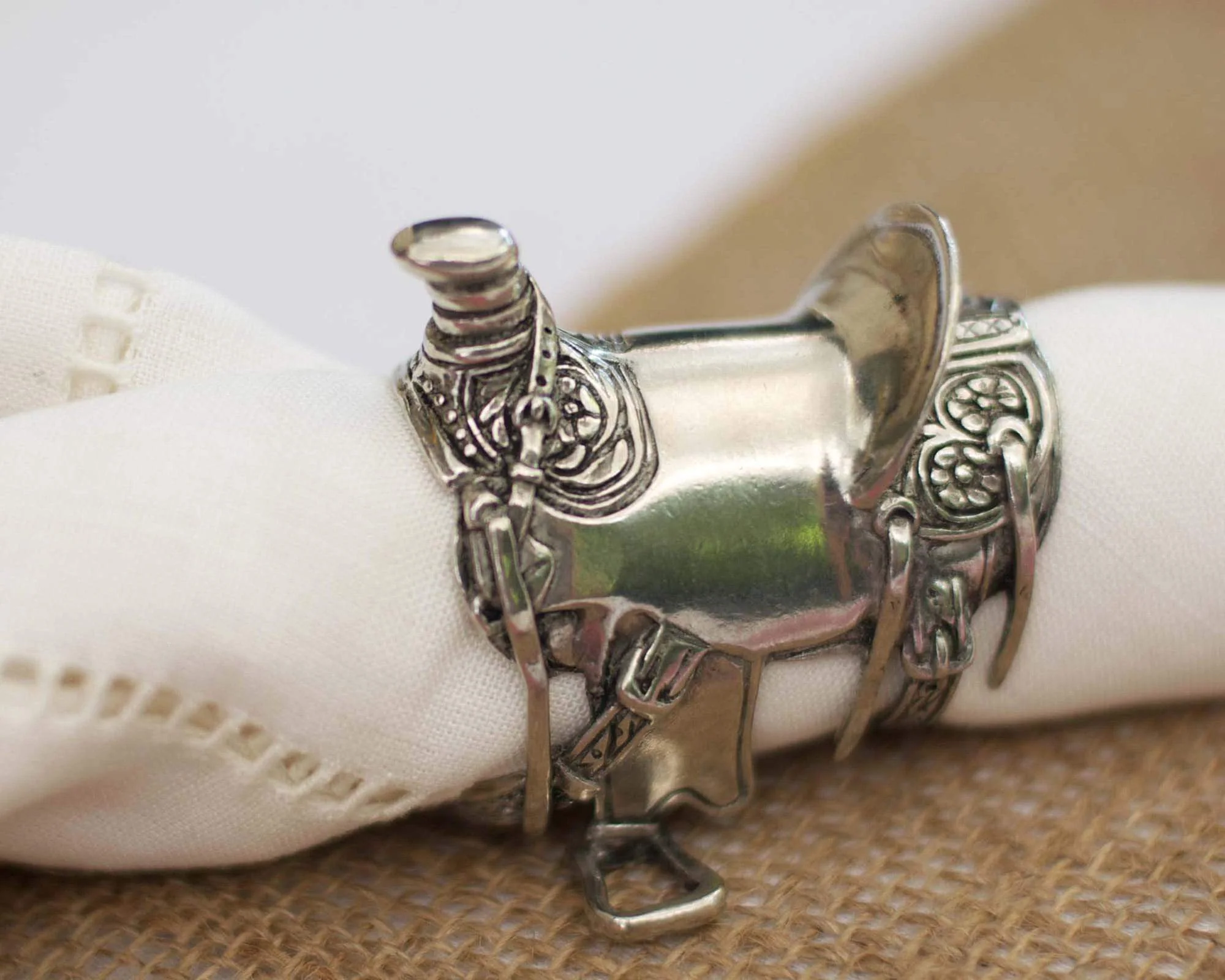 Vagabond House Pewter Cowboy Saddle Napkin Ring - Image 2