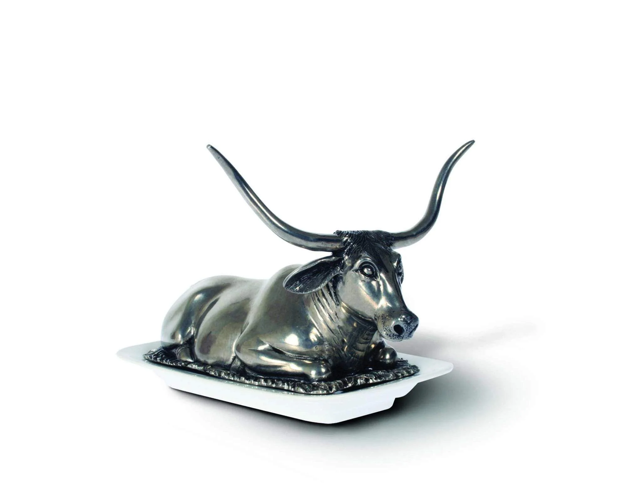 Vagabond House Pewter Longhorn Steer Butter Dish