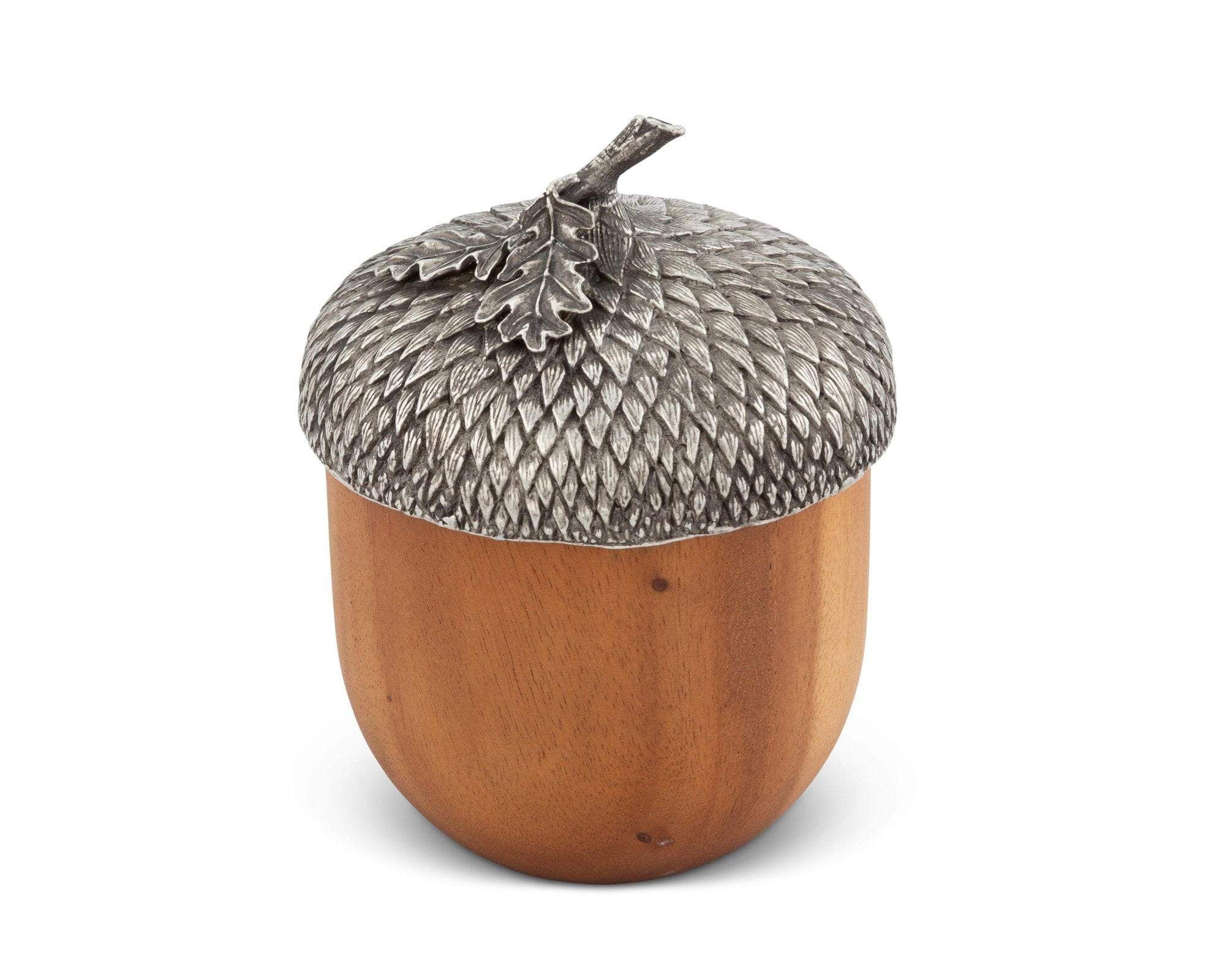 Vagabond House Pewter Top Wood Acorn Box
