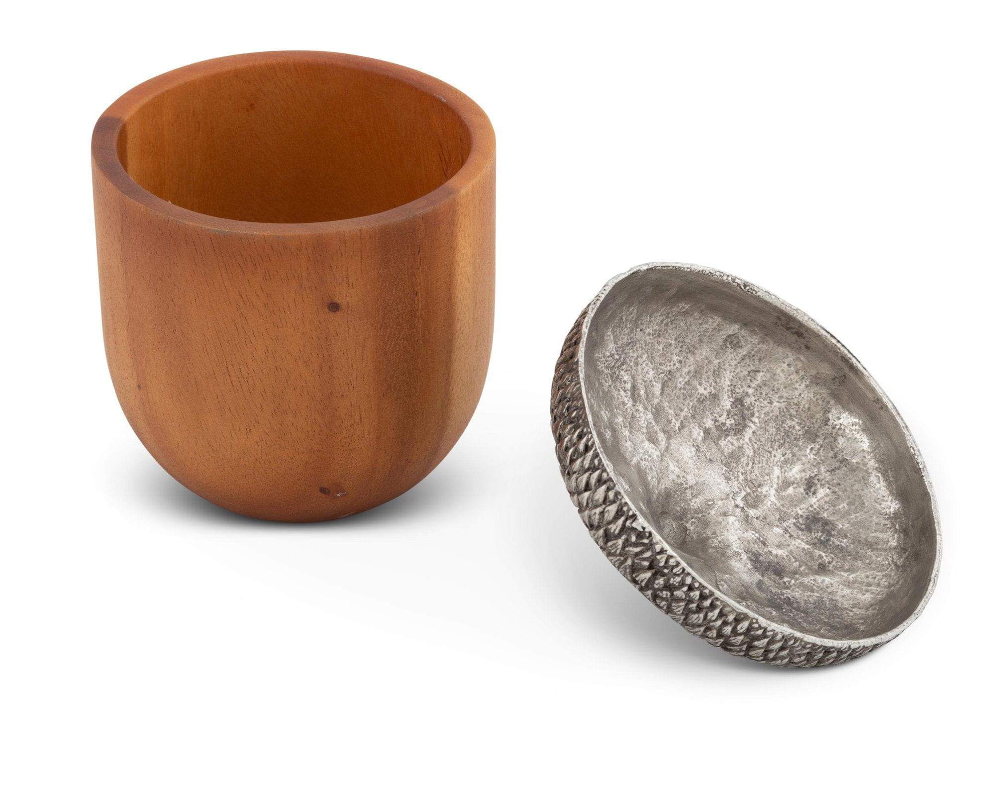 Vagabond House Pewter Top Wood Acorn Box - Image 2
