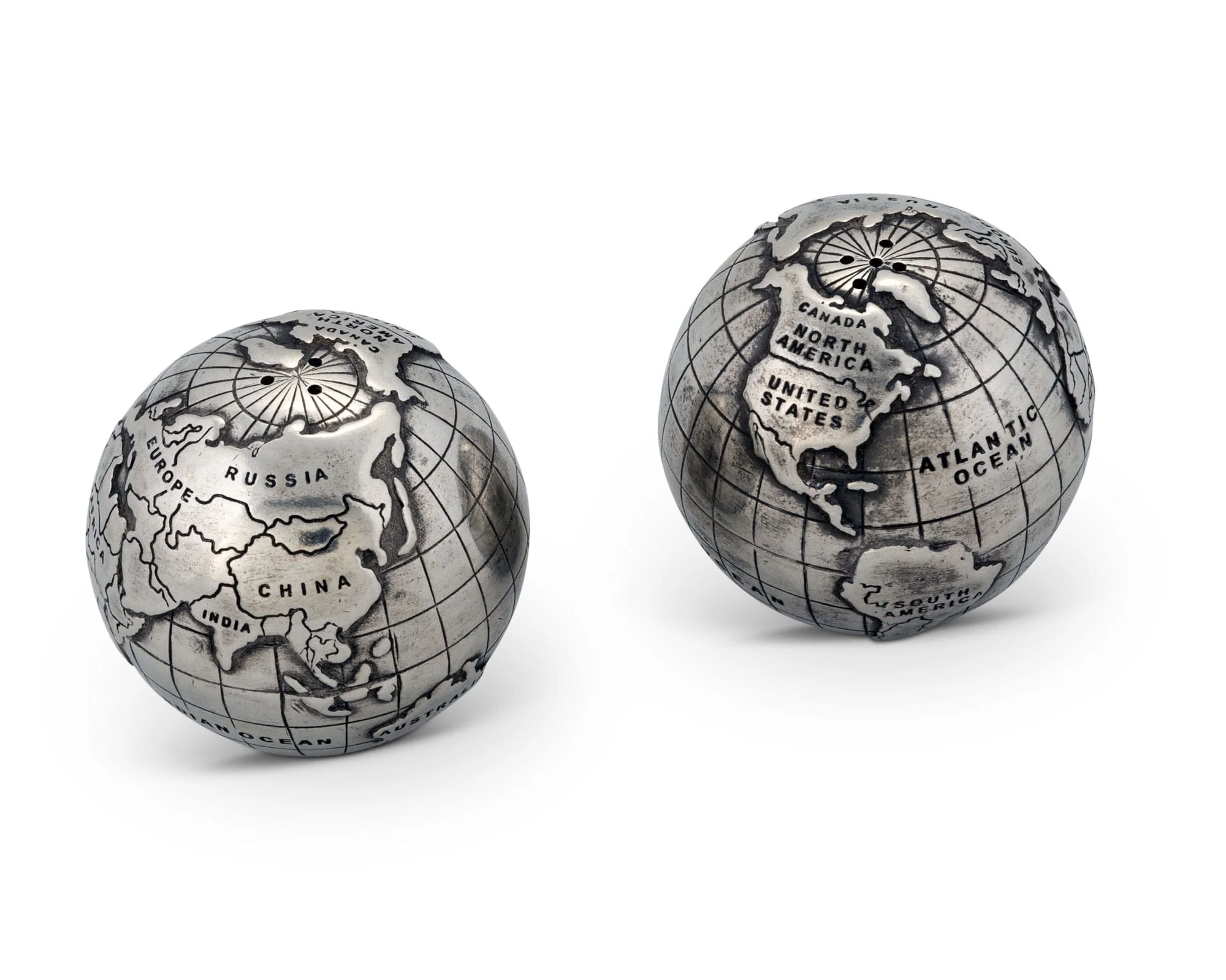 Vagabond House Pewter World Globe Salt & Pepper Set - Image 10