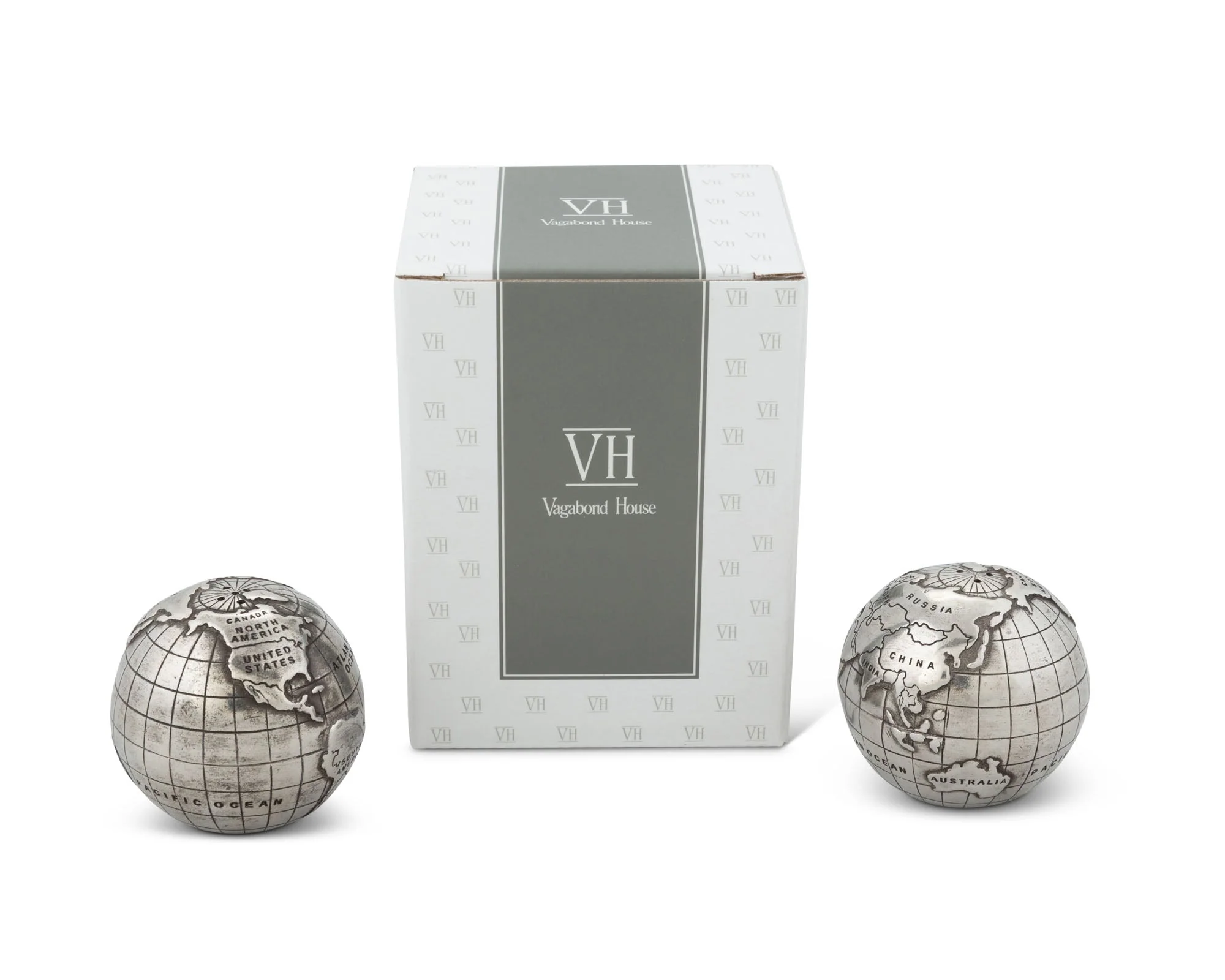 Vagabond House Pewter World Globe Salt & Pepper Set - Image 5