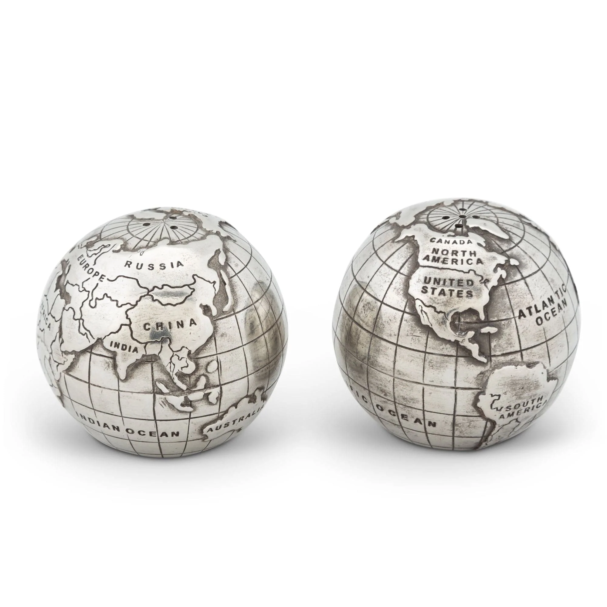 Vagabond House Pewter World Globe Salt & Pepper Set - Image 7