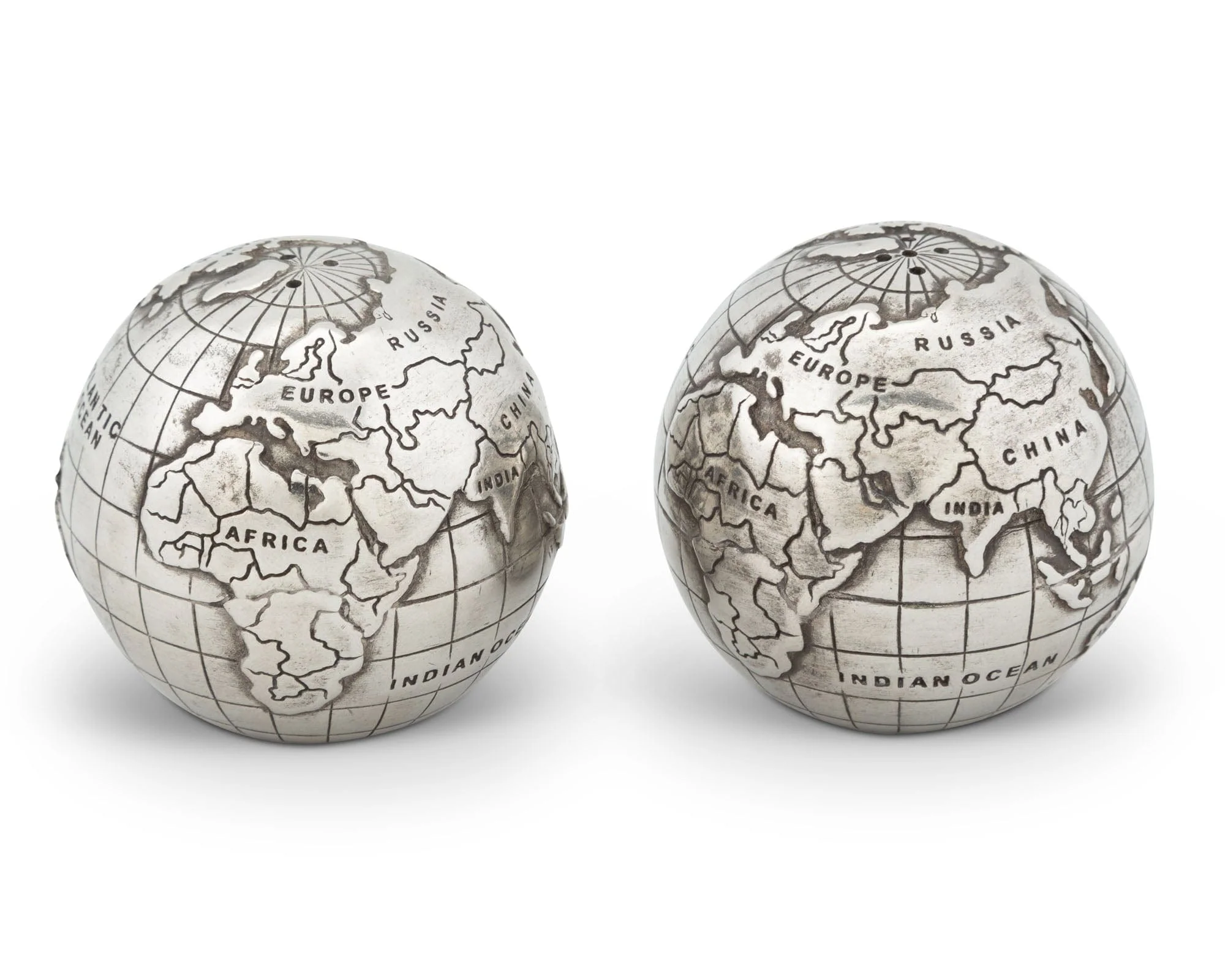 Vagabond House Pewter World Globe Salt & Pepper Set - Image 8