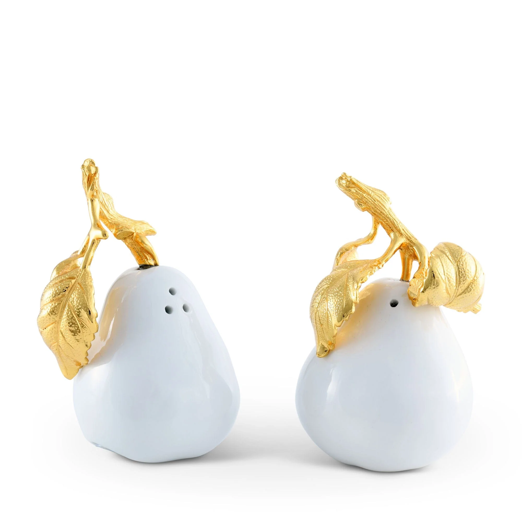 Vagabond House Porcelain Pear Salt and Pepper with Gold Leaf