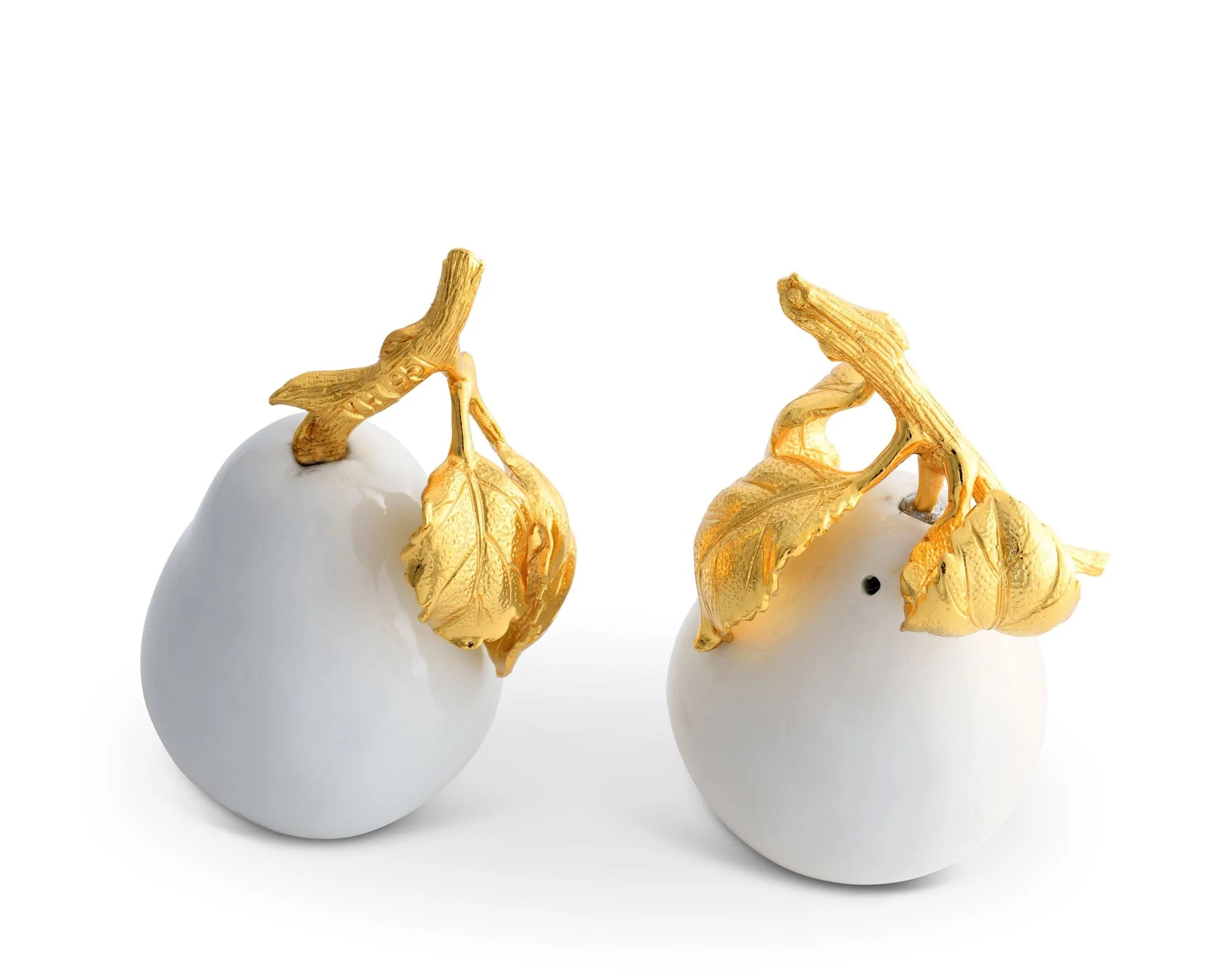 Vagabond House Porcelain Pear Salt and Pepper with Gold Leaf - Image 2