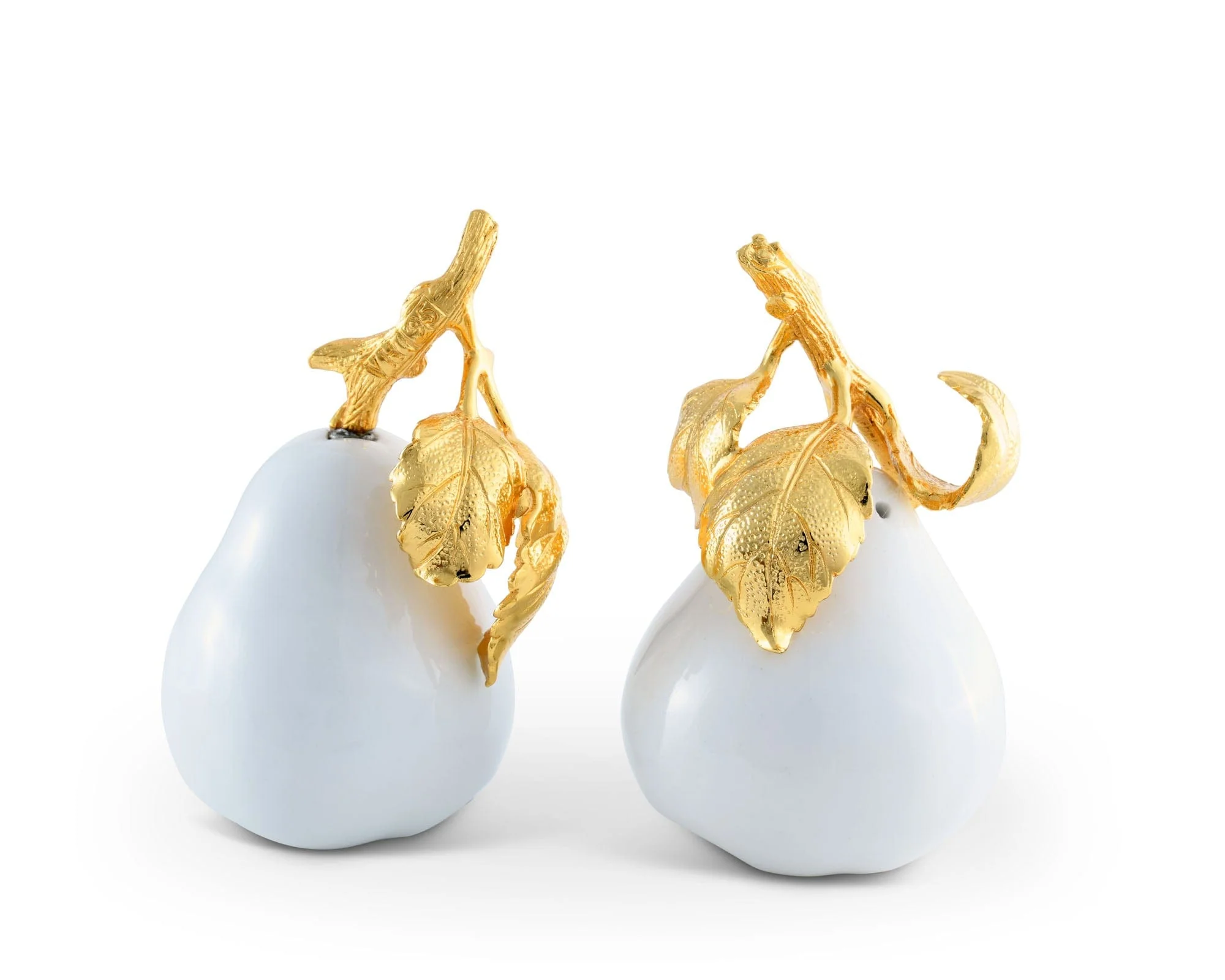 Vagabond House Porcelain Pear Salt and Pepper with Gold Leaf - Image 4