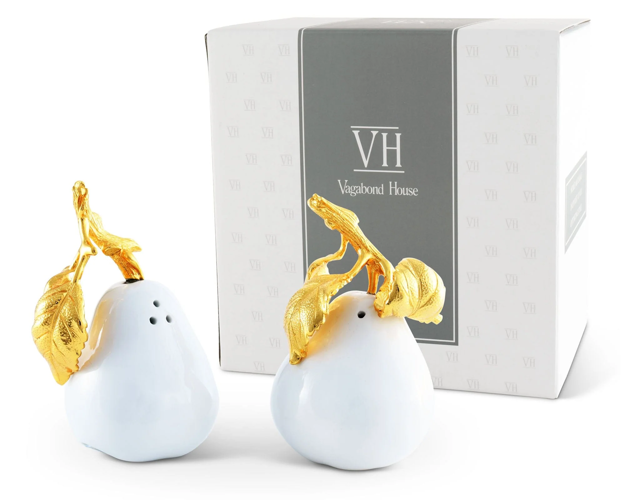 Vagabond House Porcelain Pear Salt and Pepper with Gold Leaf - Image 5