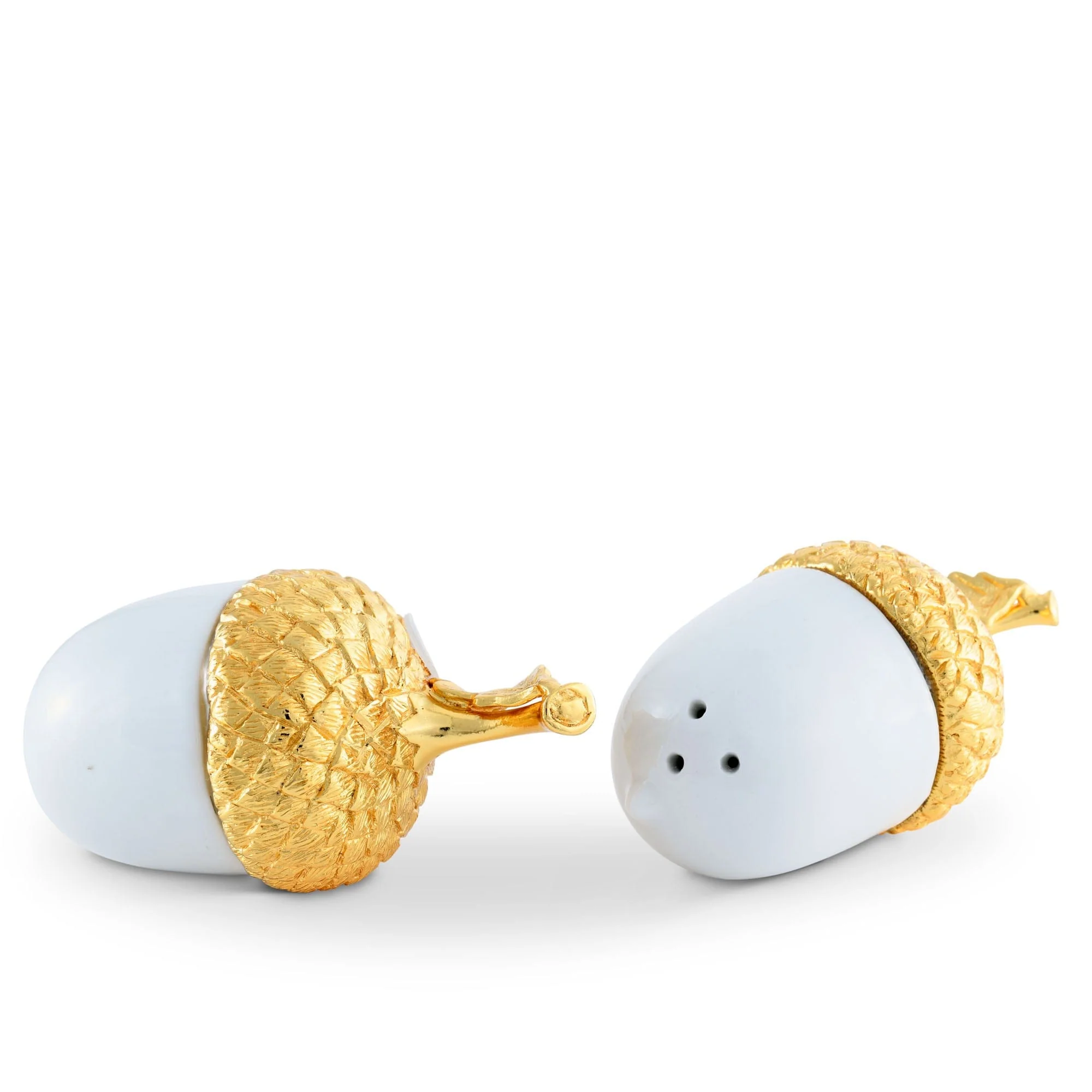 Vagabond House Porcelain Salt and Pepper - Acorn Gold Leaf