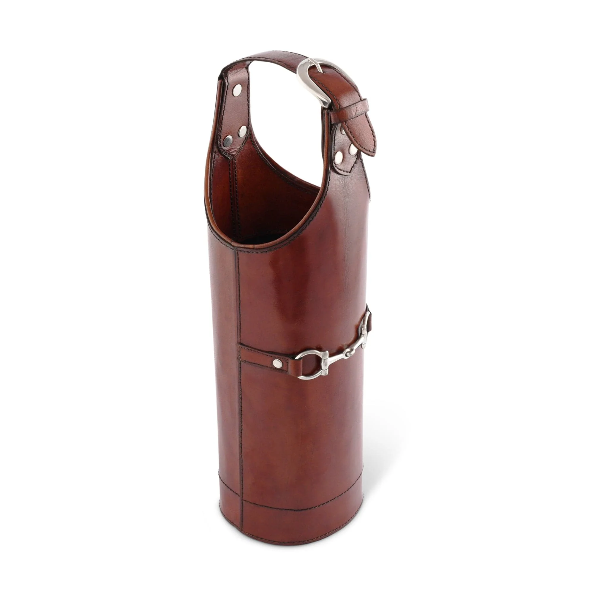 Vagabond House Premium Genuine Leather Bit Single Wine Bottle Carrier - Image 3
