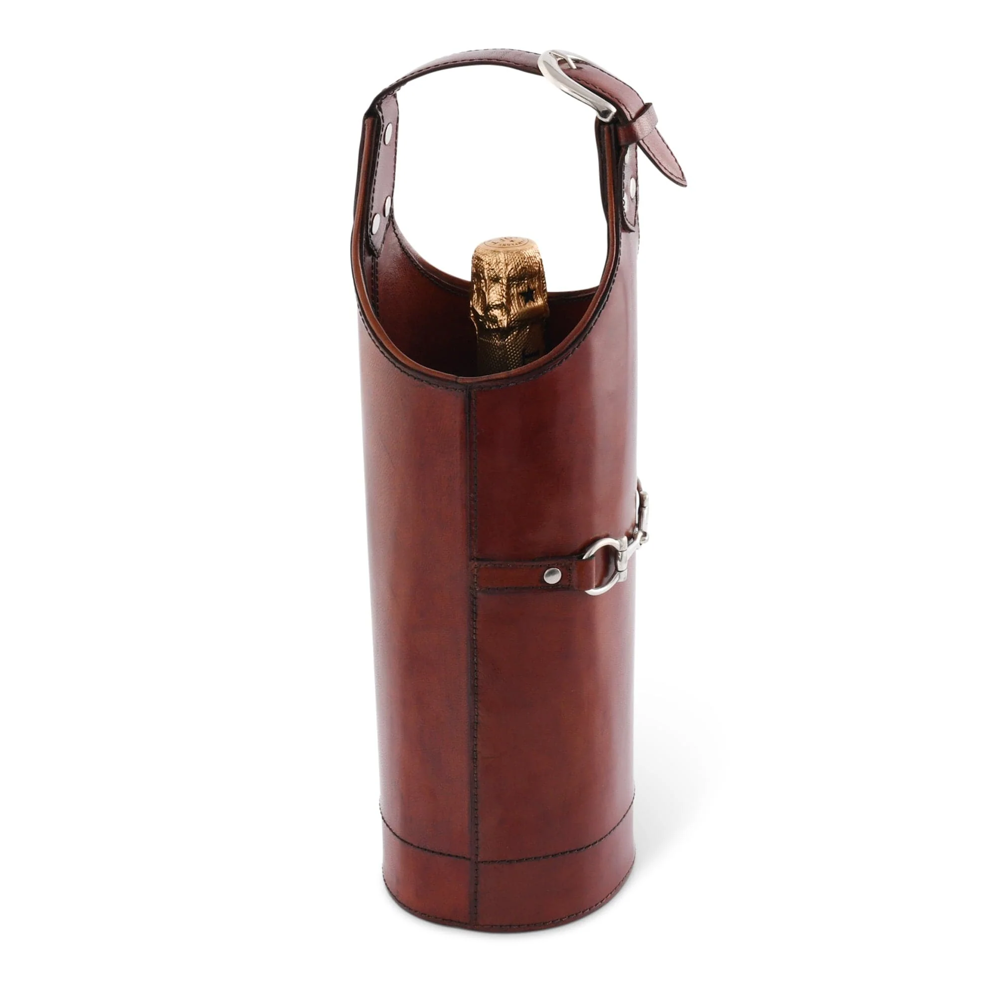 Vagabond House Premium Genuine Leather Bit Single Wine Bottle Carrier - Image 5