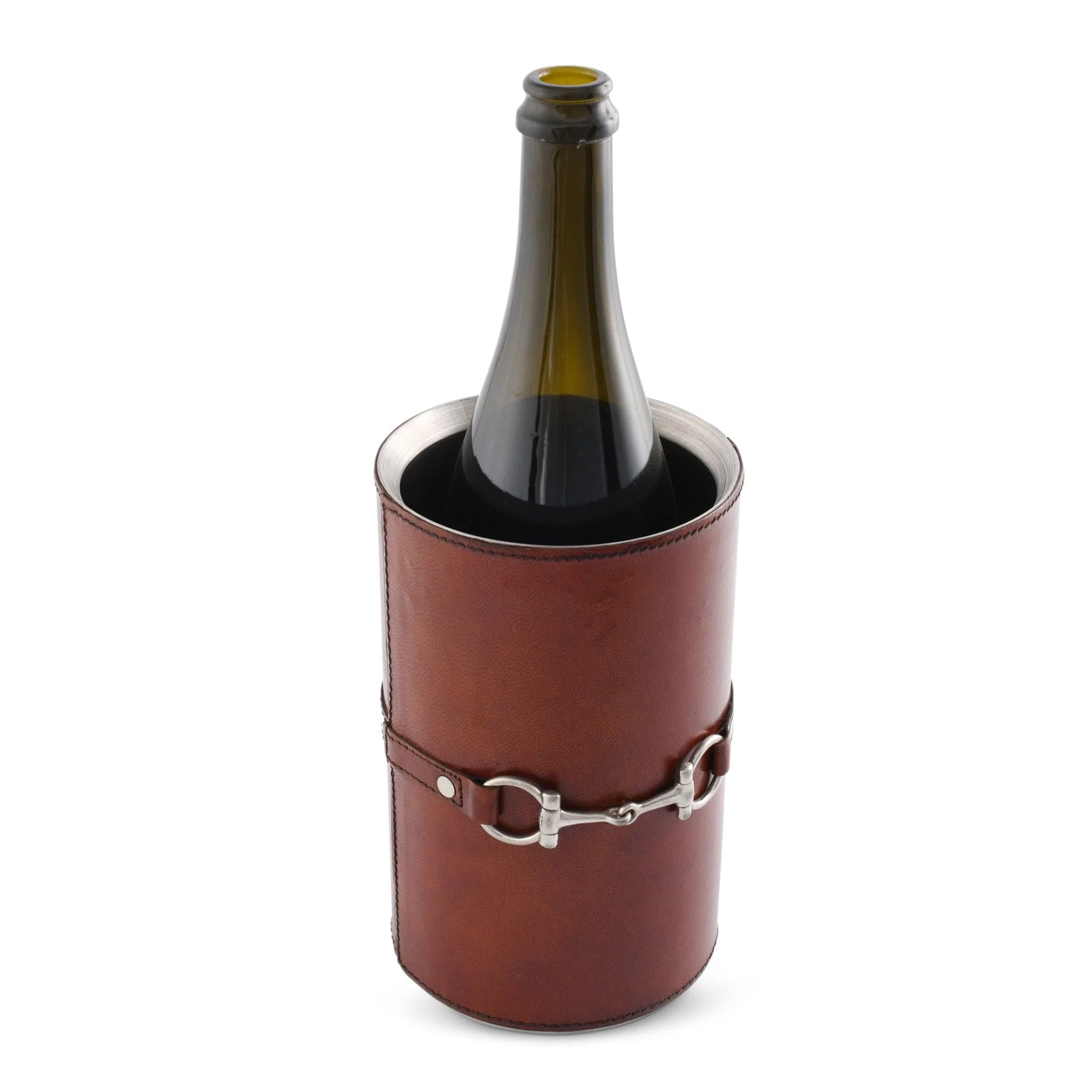 Vagabond House Premium Genuine Leather Bit Wine Bottle Chiller - Stainless Lined - Image 2