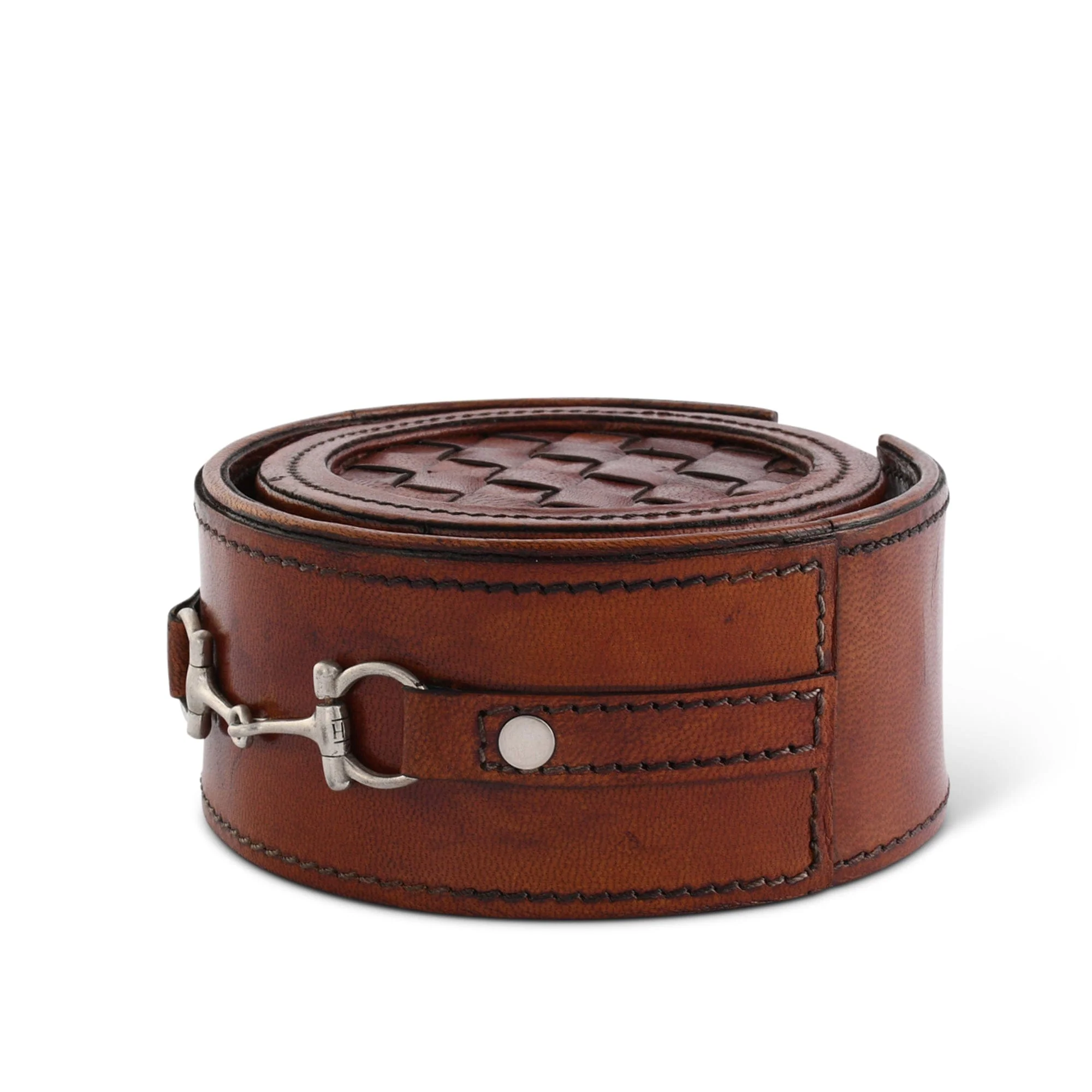 Vagabond House Premium Genuine Leather Coaster Set Bit - Set of 6 - Image 2