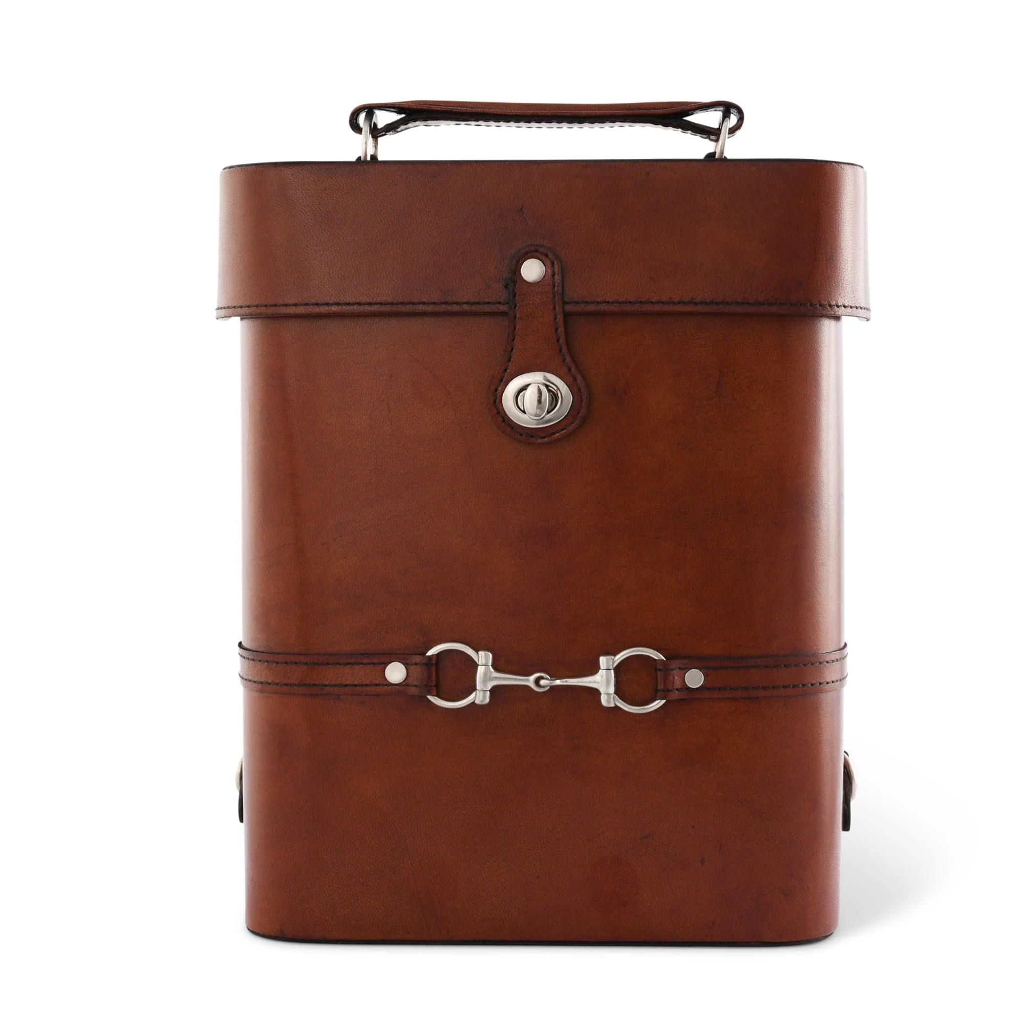 Vagabond House Premium Genuine Leather Double Wine Bottle Carrier / Tote with Bit Design - Image 2