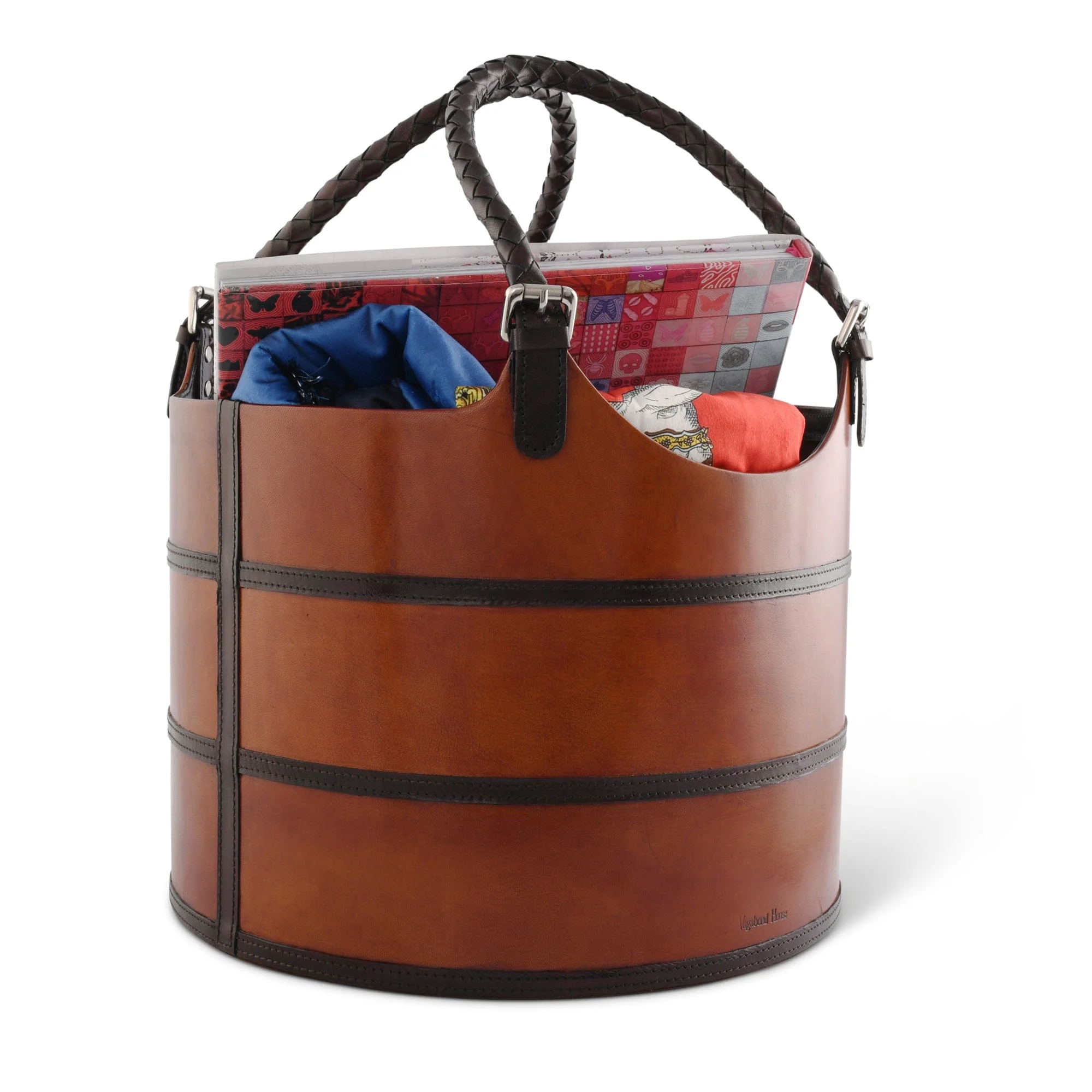 Vagabond House Premium Genuine Leather Equestrian Bit Magazine Basket – Stylish Home and Office Organizer - Image 2