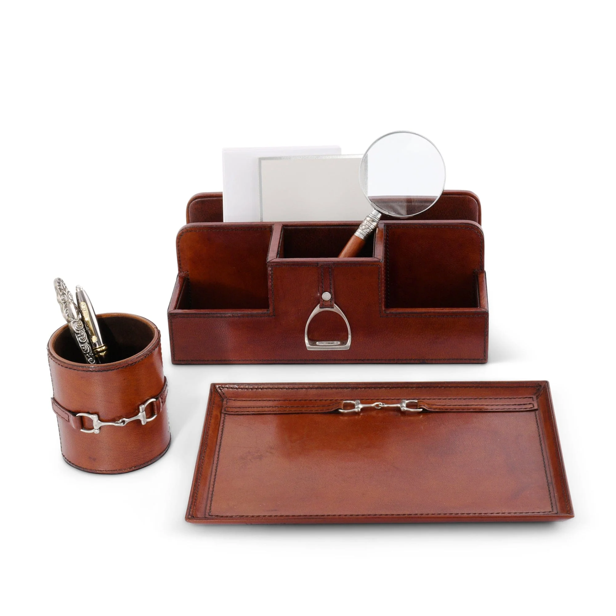 Vagabond House Premium Genuine Leather Stirrup Desk Organizer for Office - Image 6