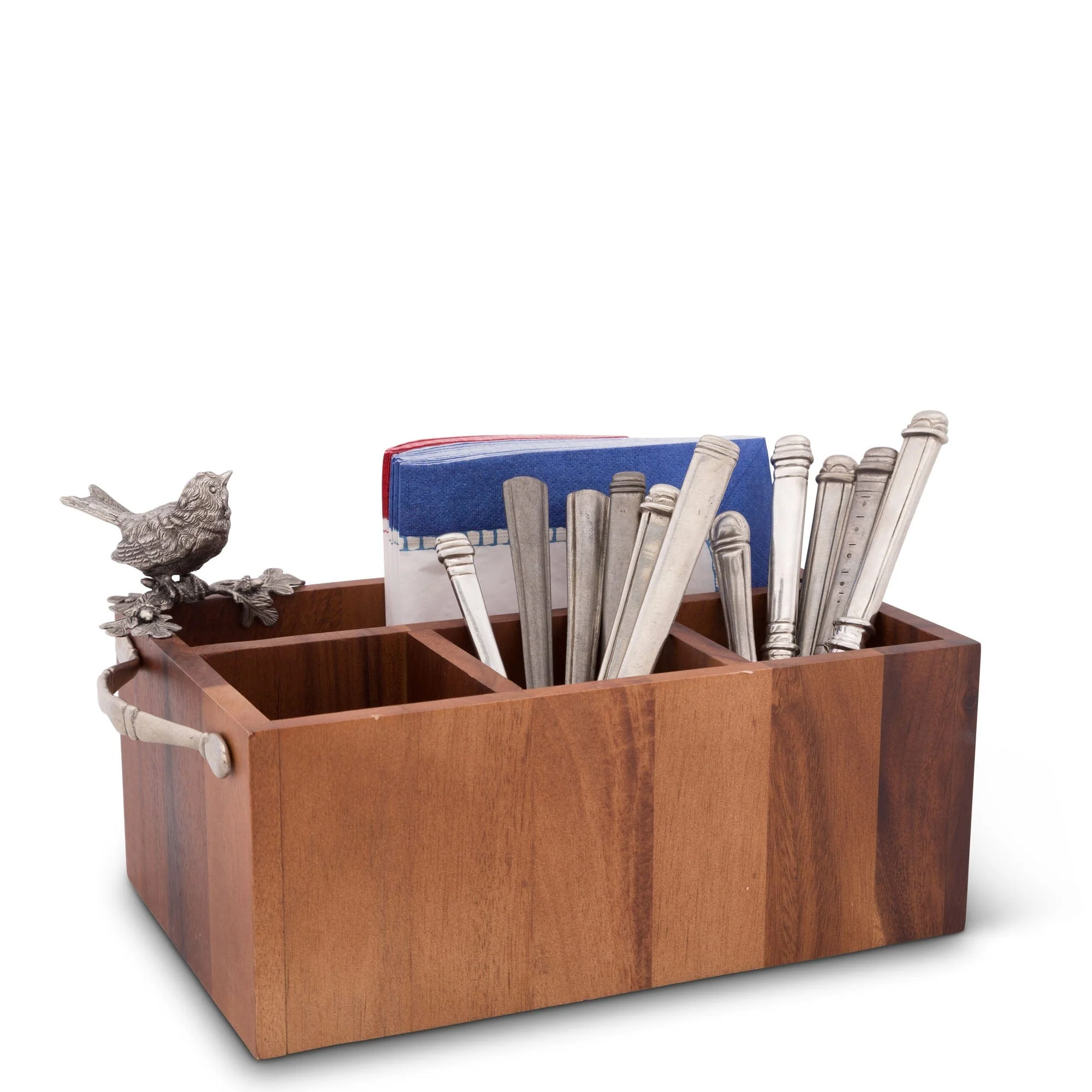 Vagabond House Song Bird Wood Flatware Caddy