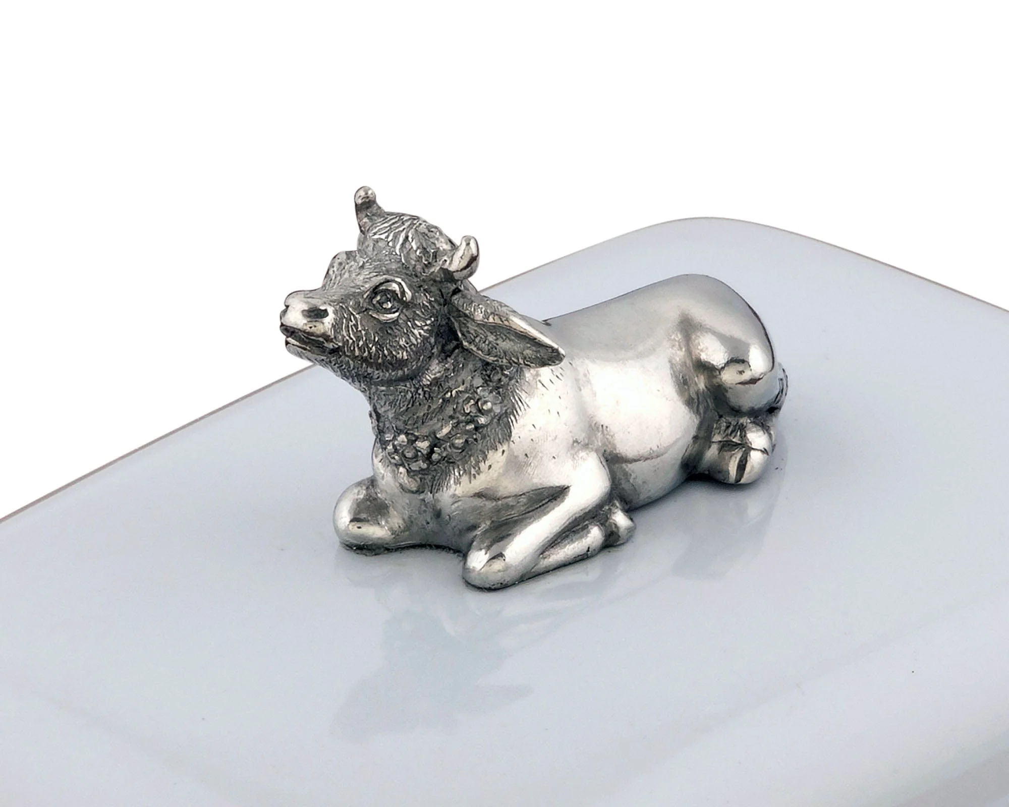 Vagabond House Stoneware Butter Dish with Pewter Mabel the Cow - Image 4