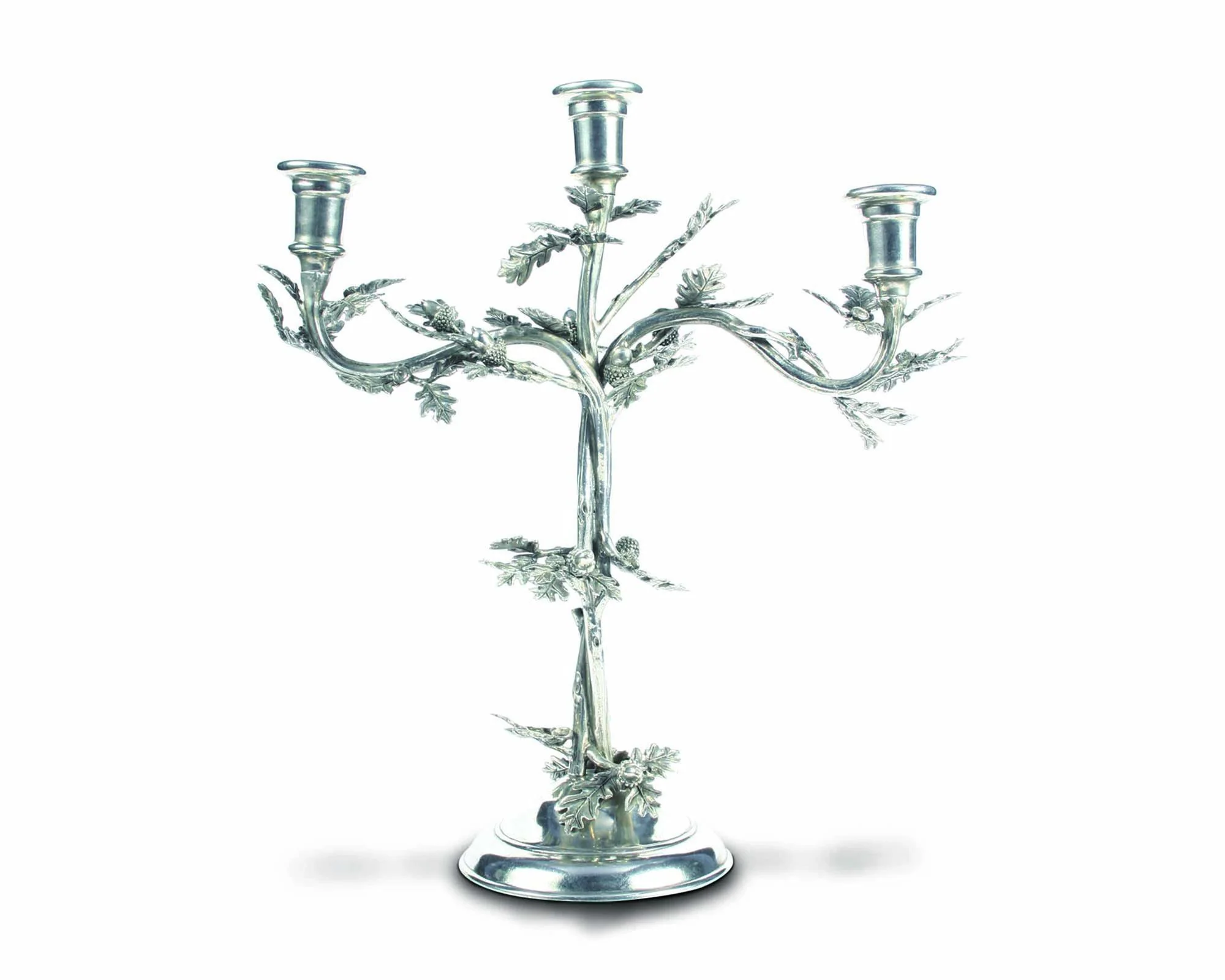 Vagabond House Three Taper Pewter Oak Leaf Candelabrum - Image 2