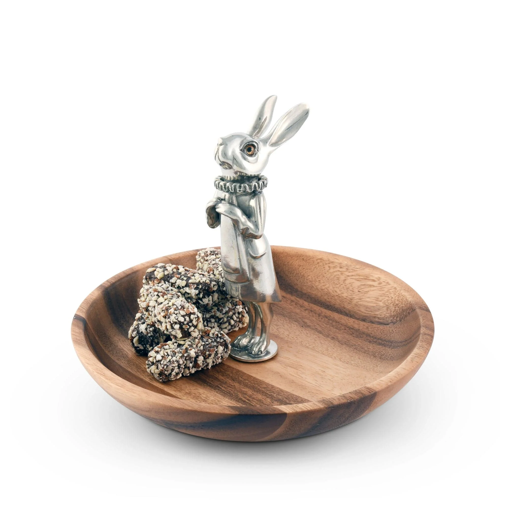 Vagabond House Whimsical Bunny Wood Tidbit Bowl - Image 3