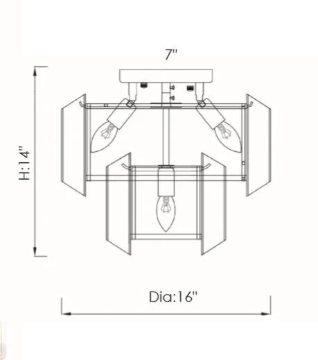 Vela Chandelier Flush Mount Clear by Viz Glass CH-D3-5PN - Image 2