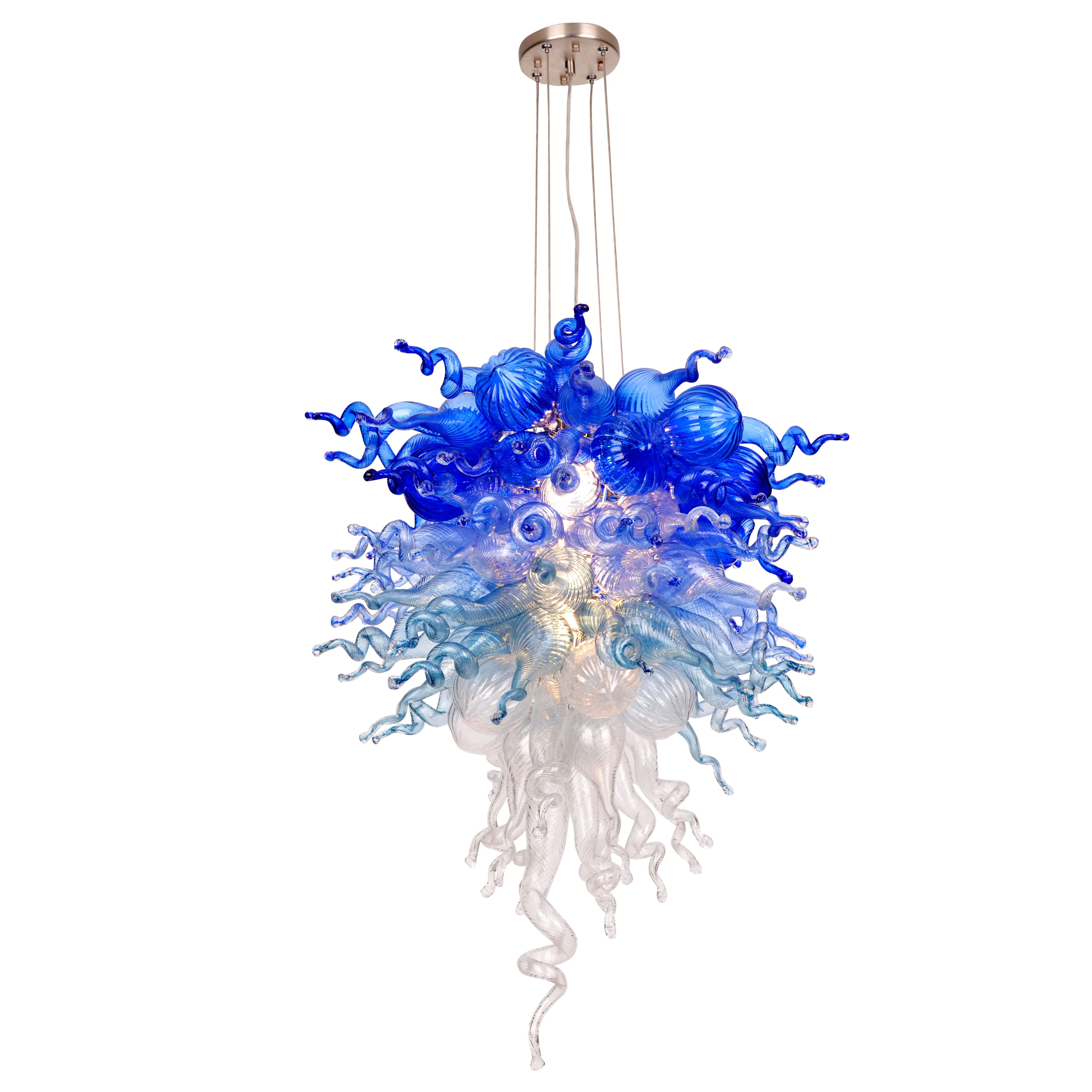 Viz Art Glass ColorSelect Blue Ombre Tall Blown Glass Chandelier