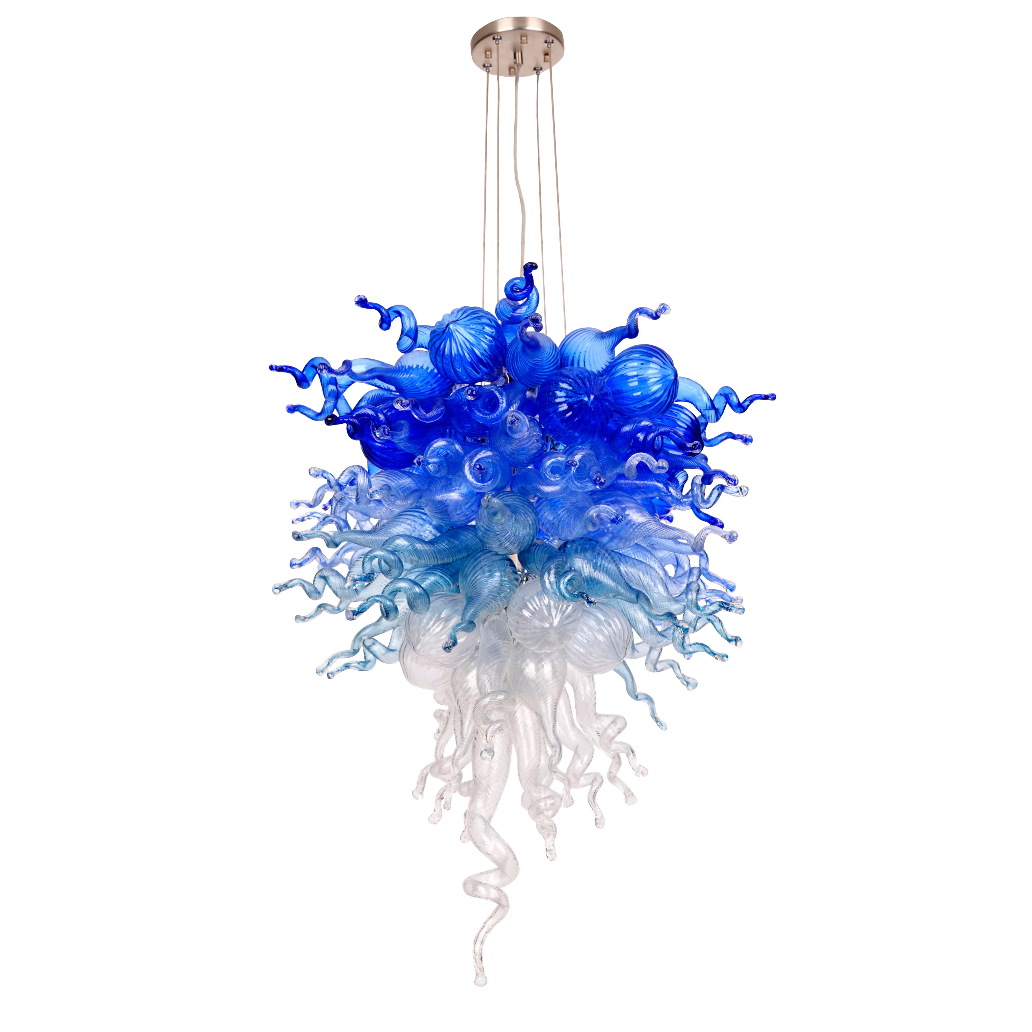 Viz Art Glass ColorSelect Blue Ombre Tall Blown Glass Chandelier - Image 2