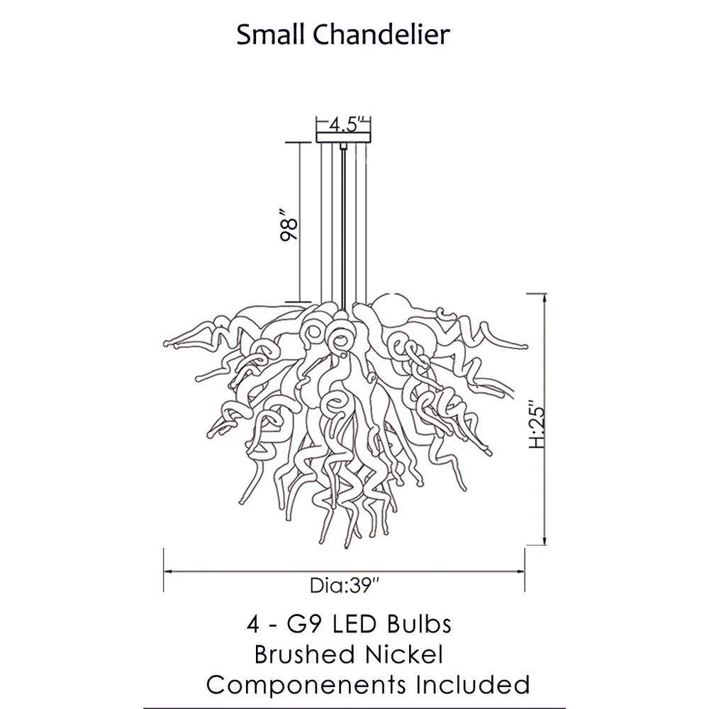 Viz Art Glass ColorSelect Sea Spray Small Blown Glass Chandelier