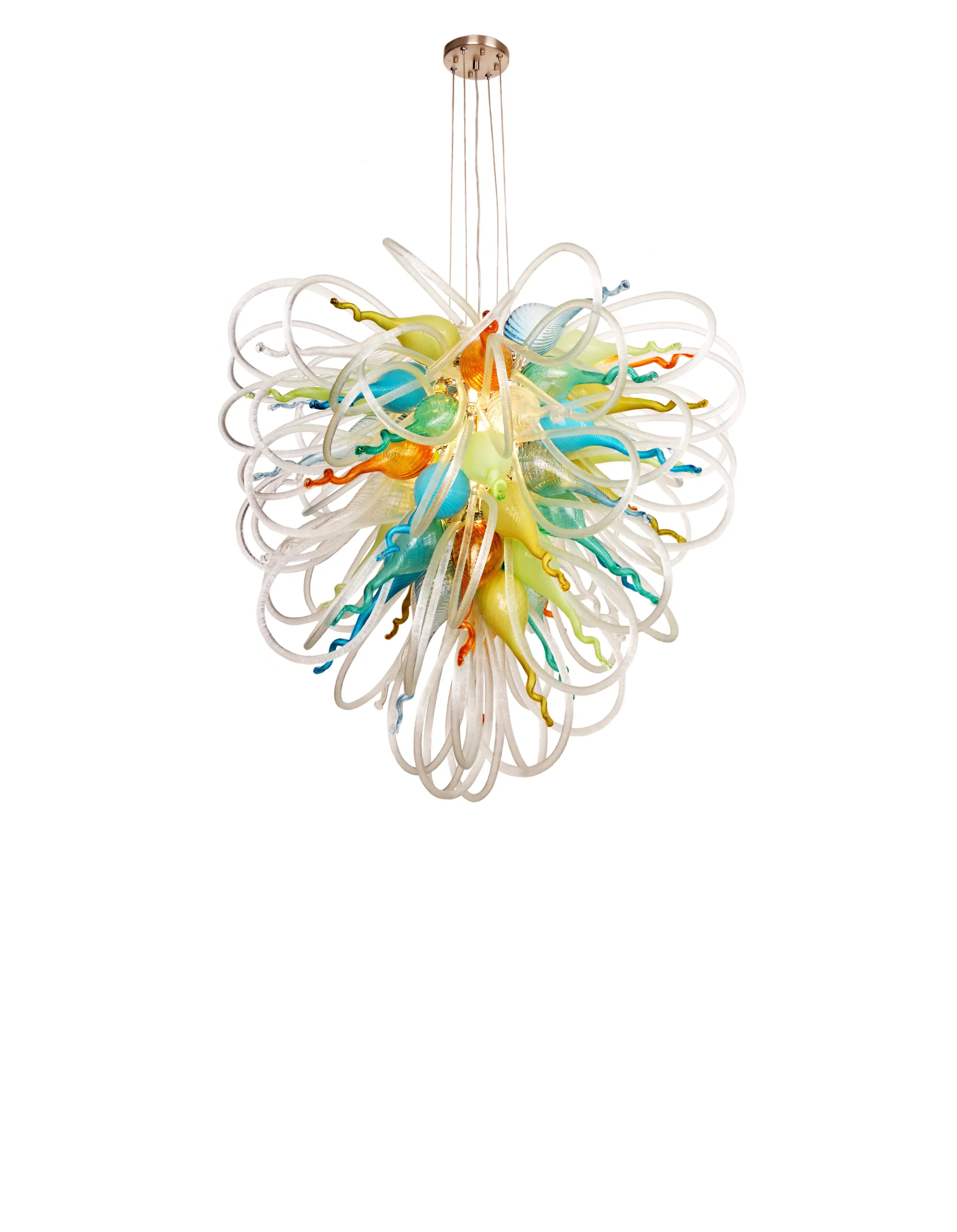 Viz Art Glass Orion Fiesta Coral Large Blown Glass Chandelier